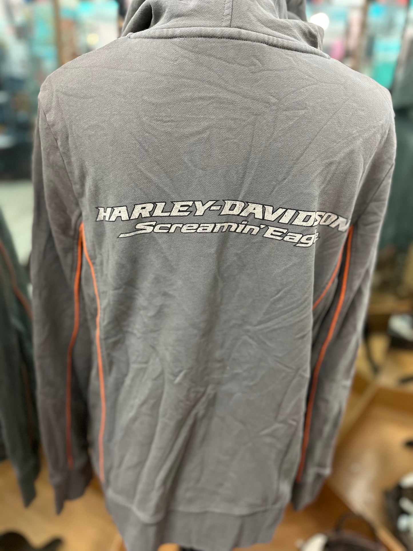 Harley Davidson Grey Zip Up Hoodie in XL