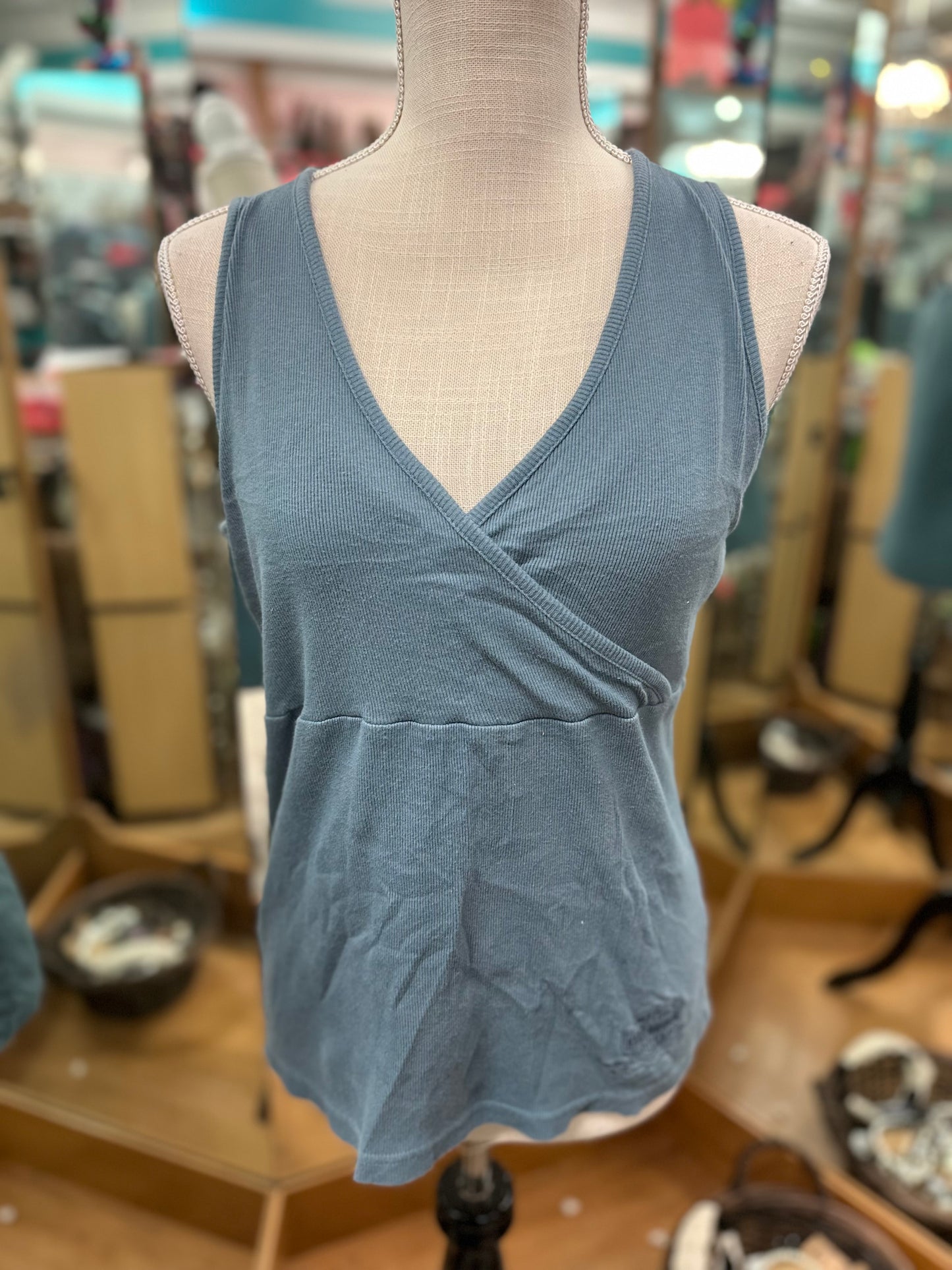 Harley Davidson Blue Ribbed Tank with Built in Bra in L