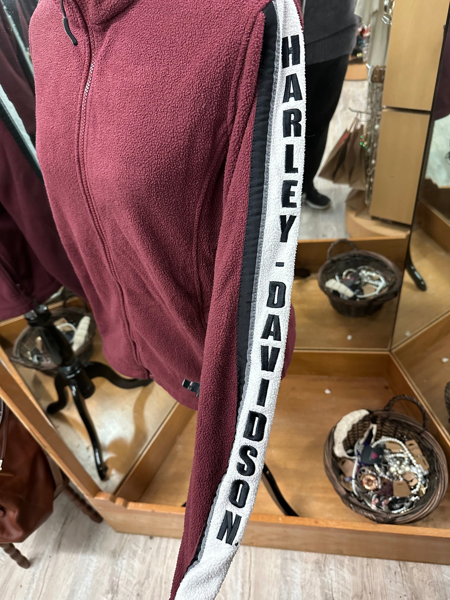 Harley Davidson Red Fleece Zip Up in L