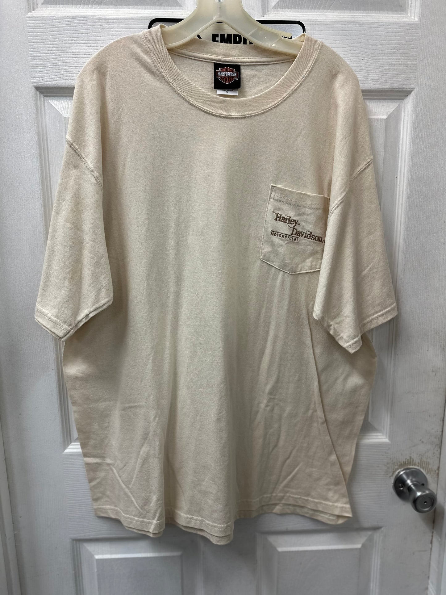 Harley Davidson Cream Embroidered Pocket Short Sleeve in XL