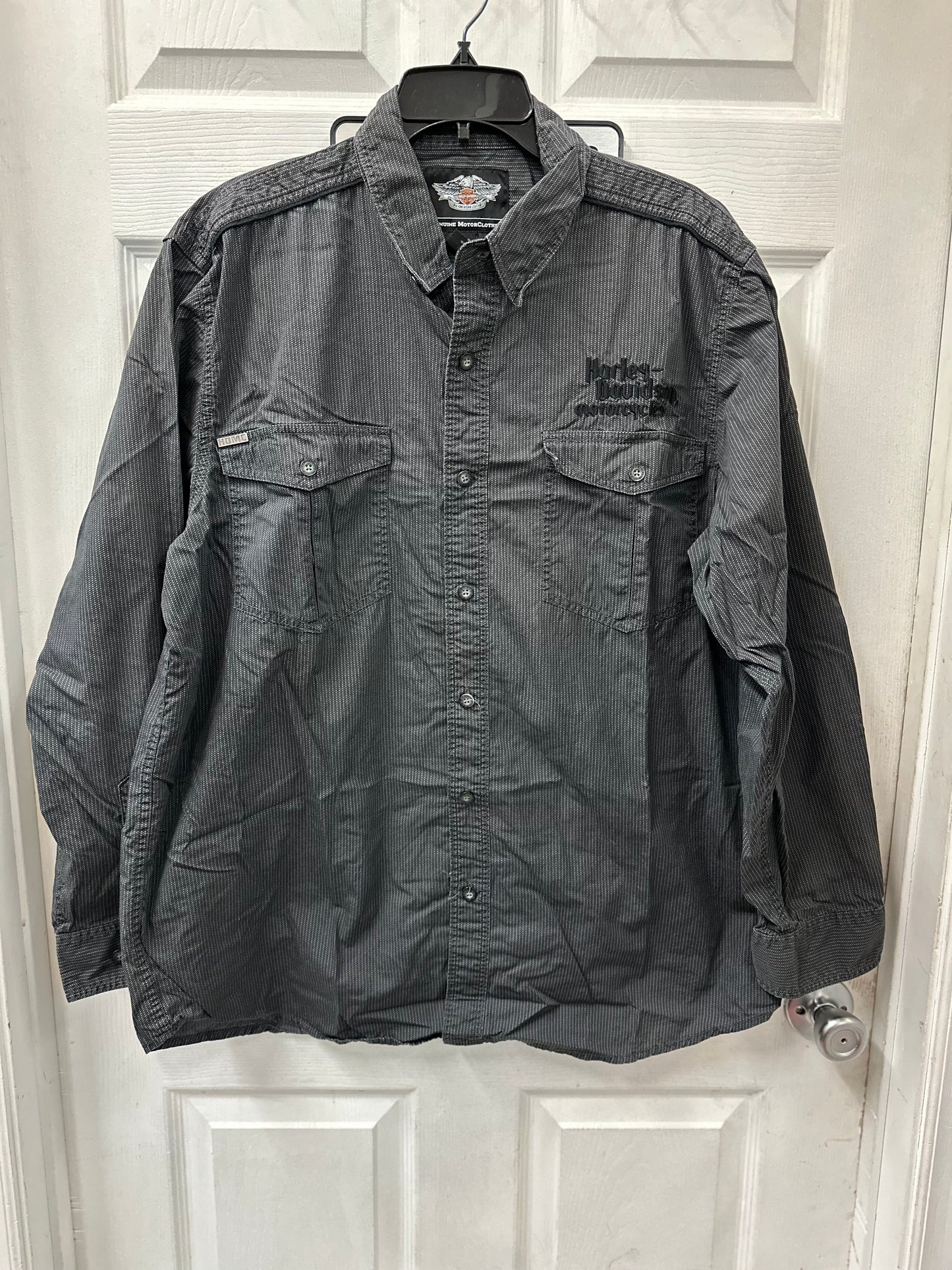 Harley Davidson Grey Button Down Embroidered Long Sleeve in XL