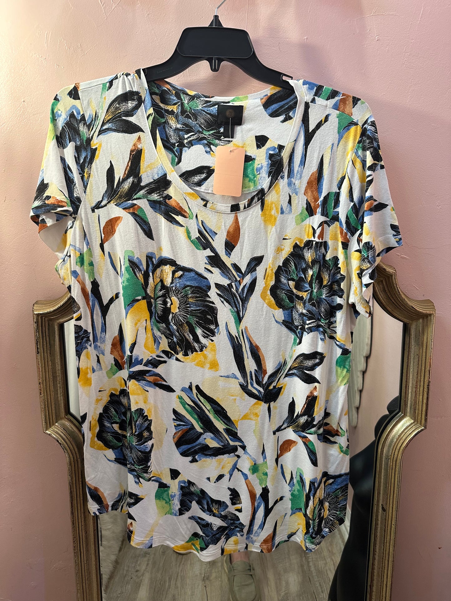 JM Collection Floral 2X Printed Top