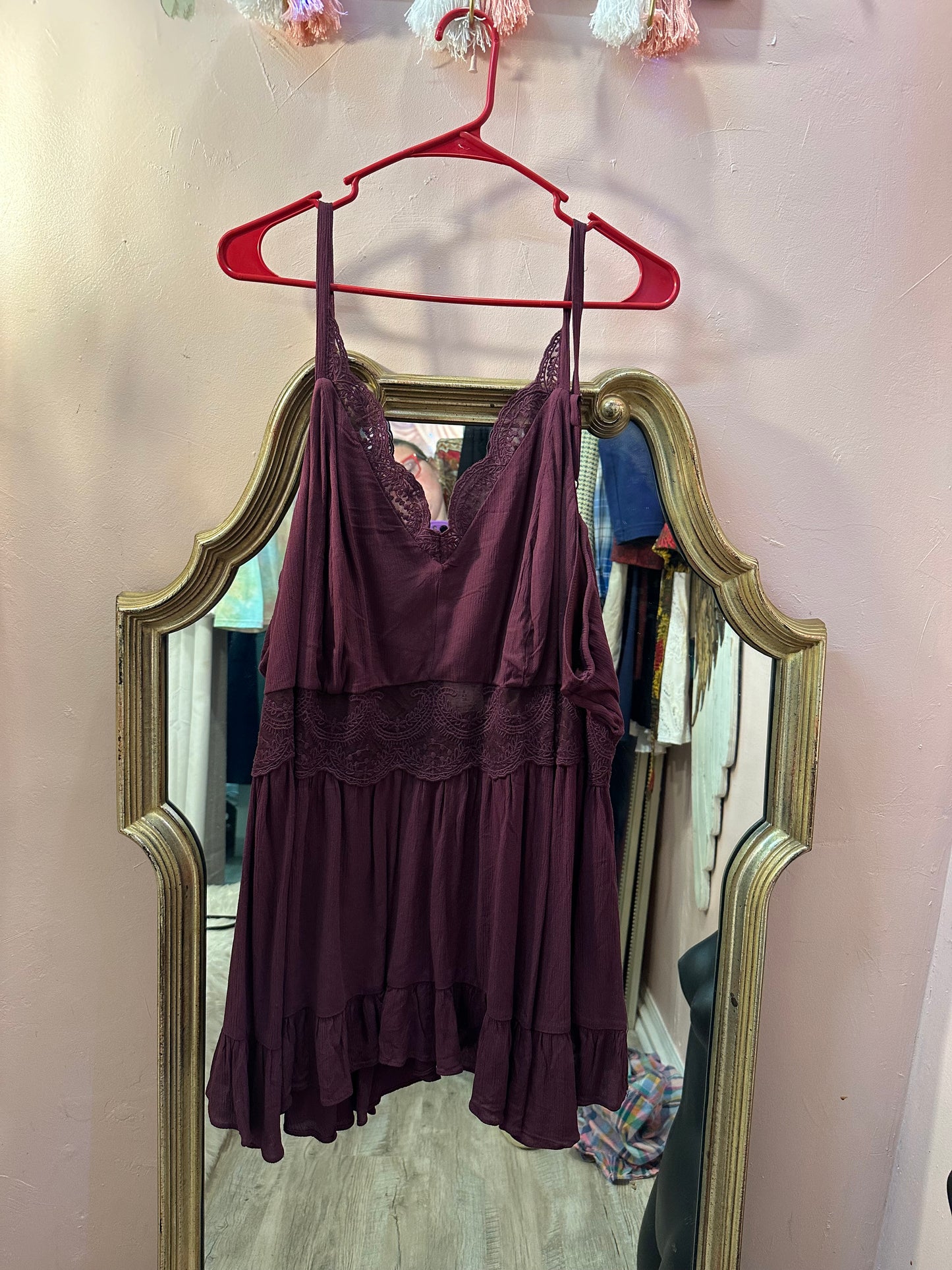 Torrid Wine Babydoll with Lace Inset Cami