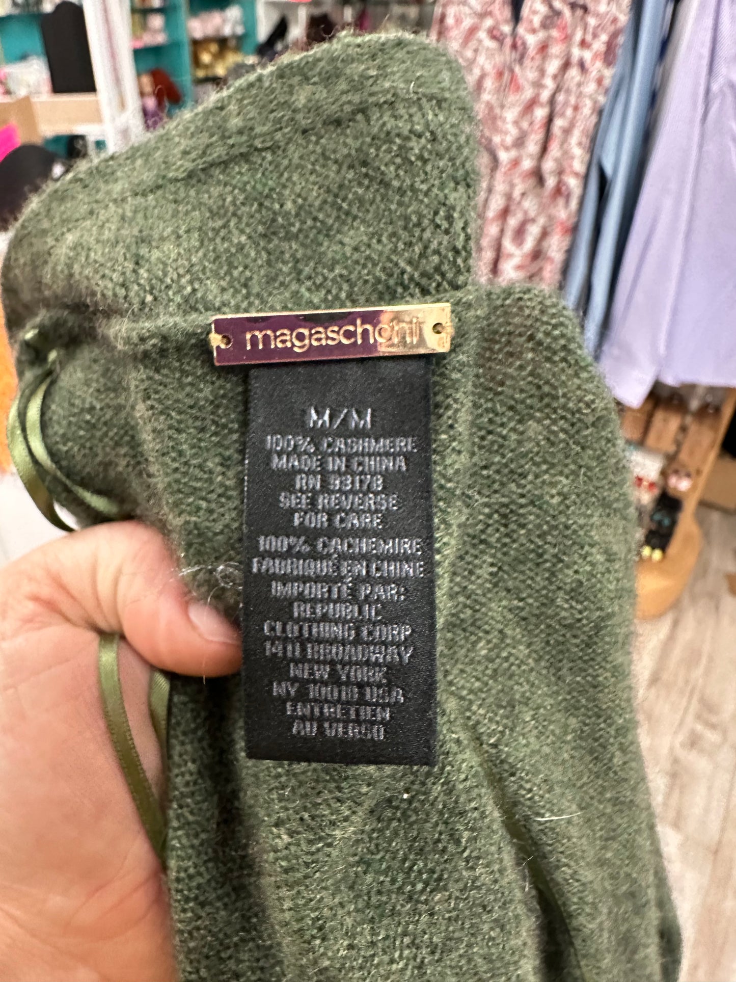 Magaschoni Green 100% Cashmere Cardigan in M