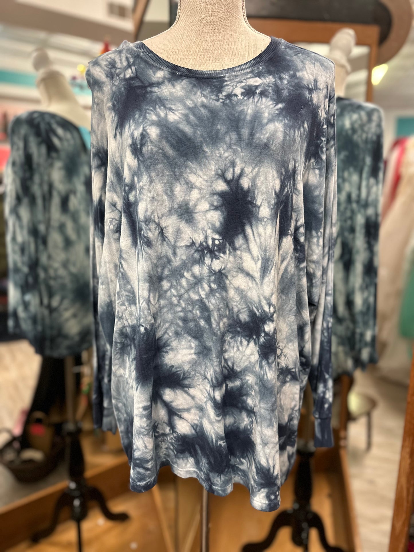 Torrid Super Soft Knit Navy Tie Dye Long Sleeve in 1