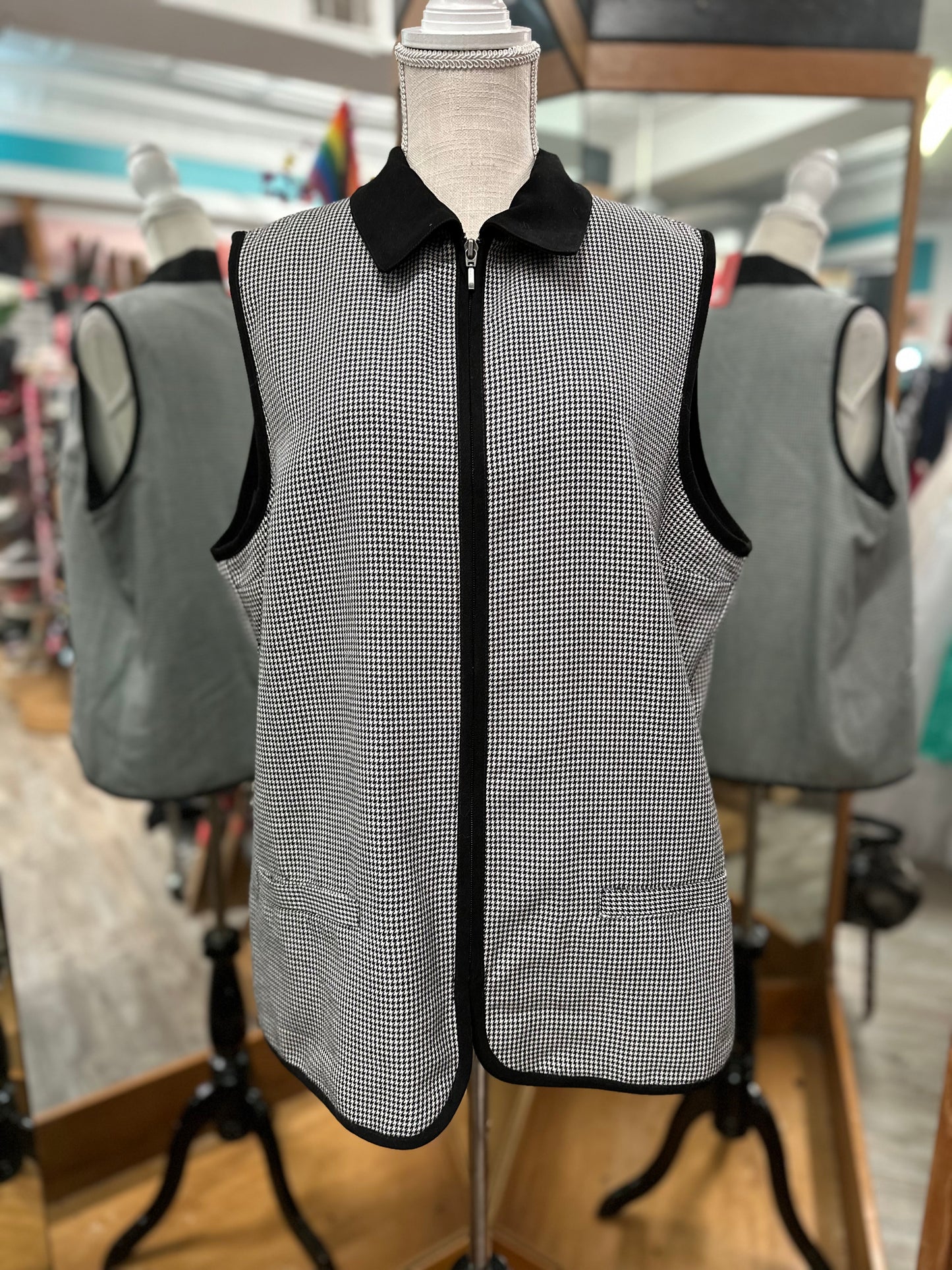 Allison Daley Black Houndstooth Vest in 16
