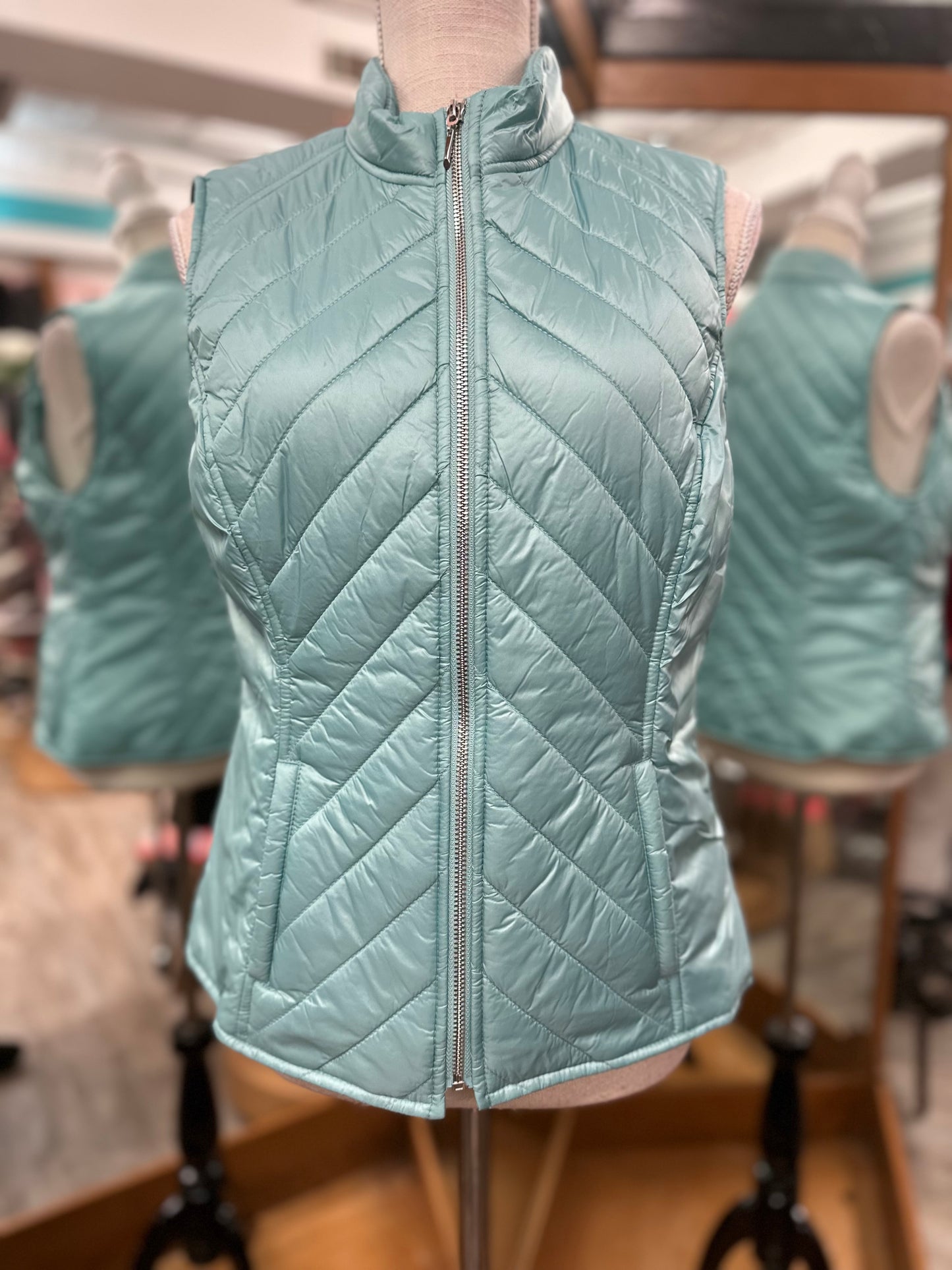 White House Black Market Blue Quilted Vest in M