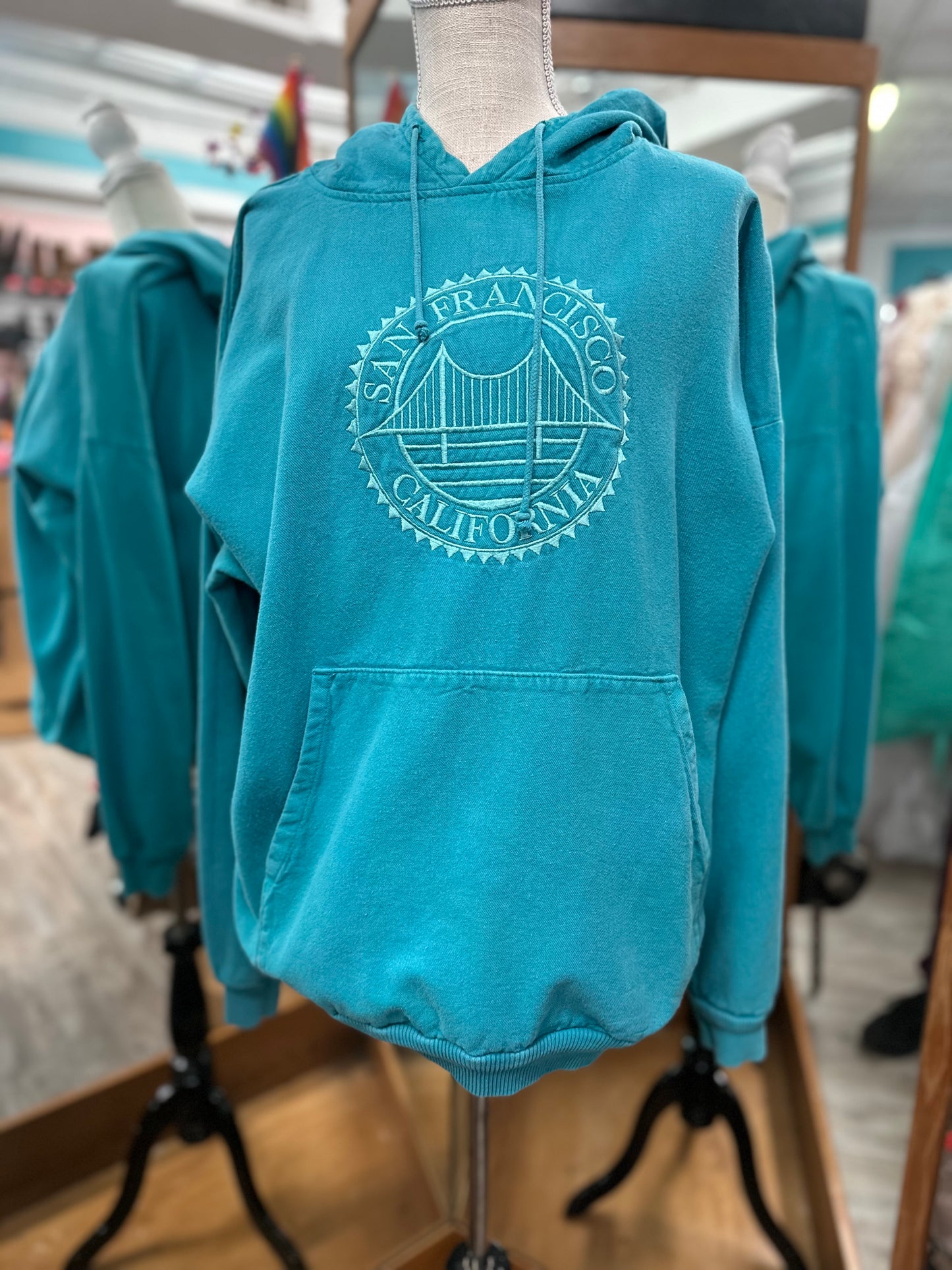 San Fransisco Embroidered Light Blue Hoodie in L