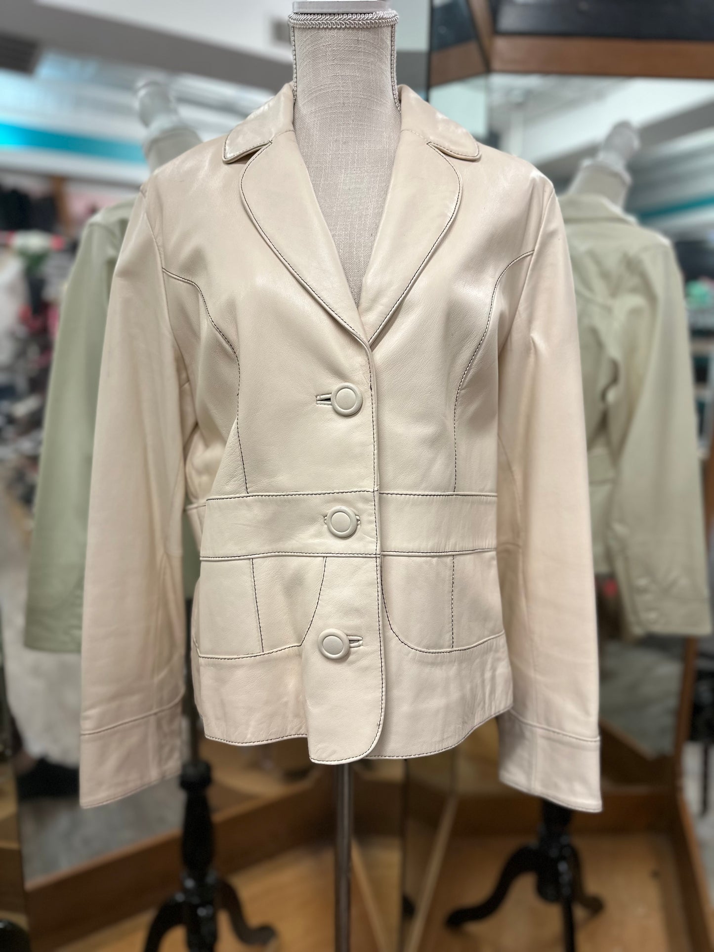 Wilson Cream Leather Jacket in L