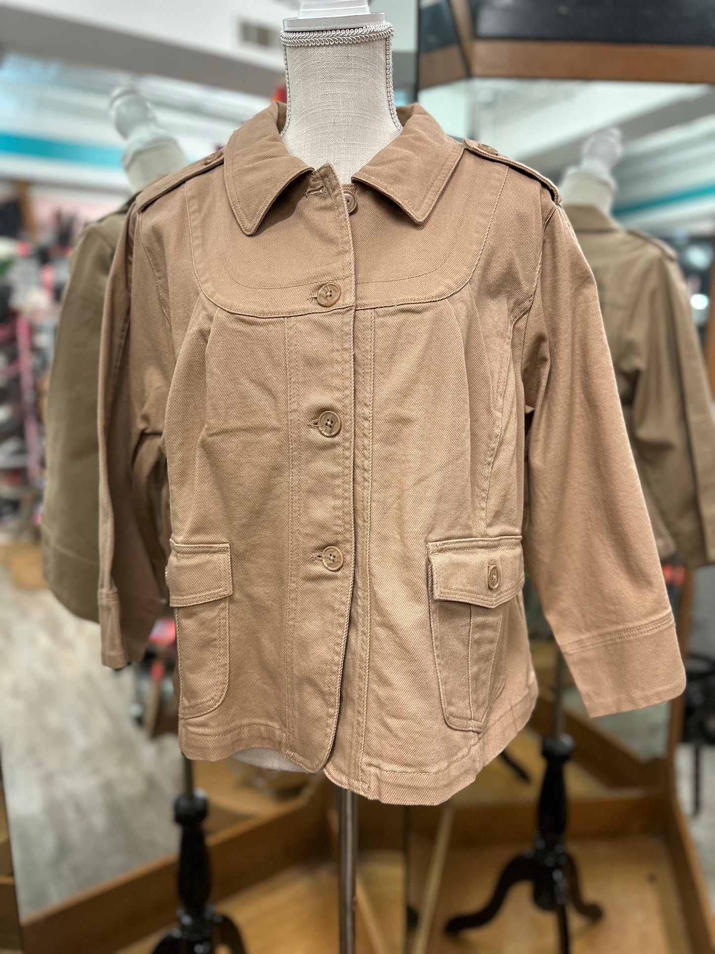 Motto Light Brown Denim Jacket in 1X
