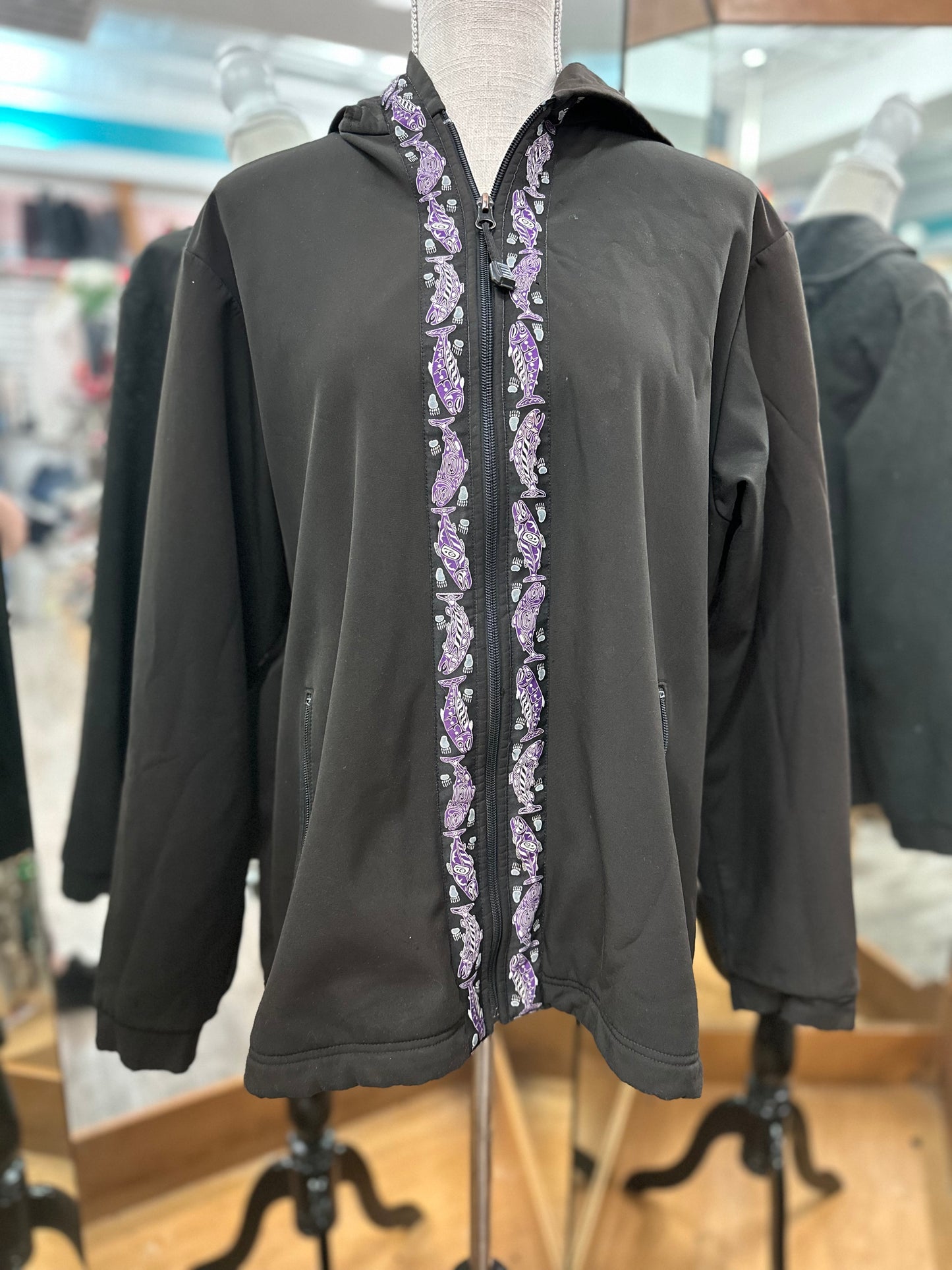 Cooper River Black Jacket with Fish Detail in XL