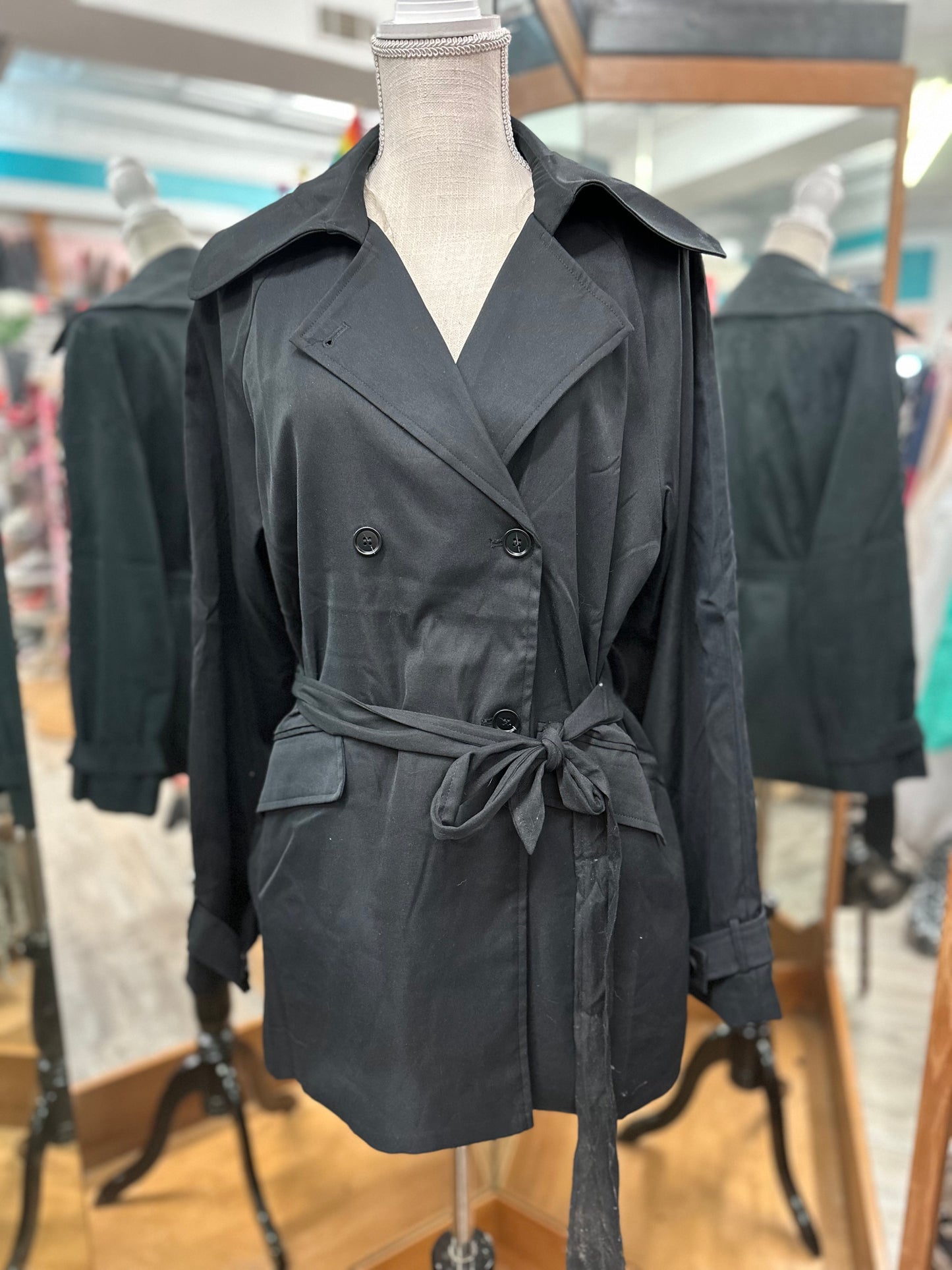 Andre by Unit Black Lightweight Peacoat in L