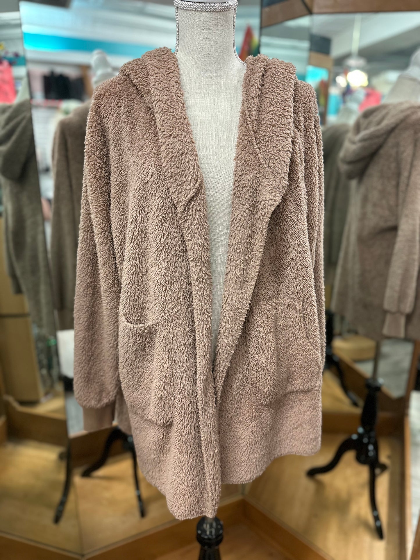Unbranded Brown Fleece Cardigan in 3X