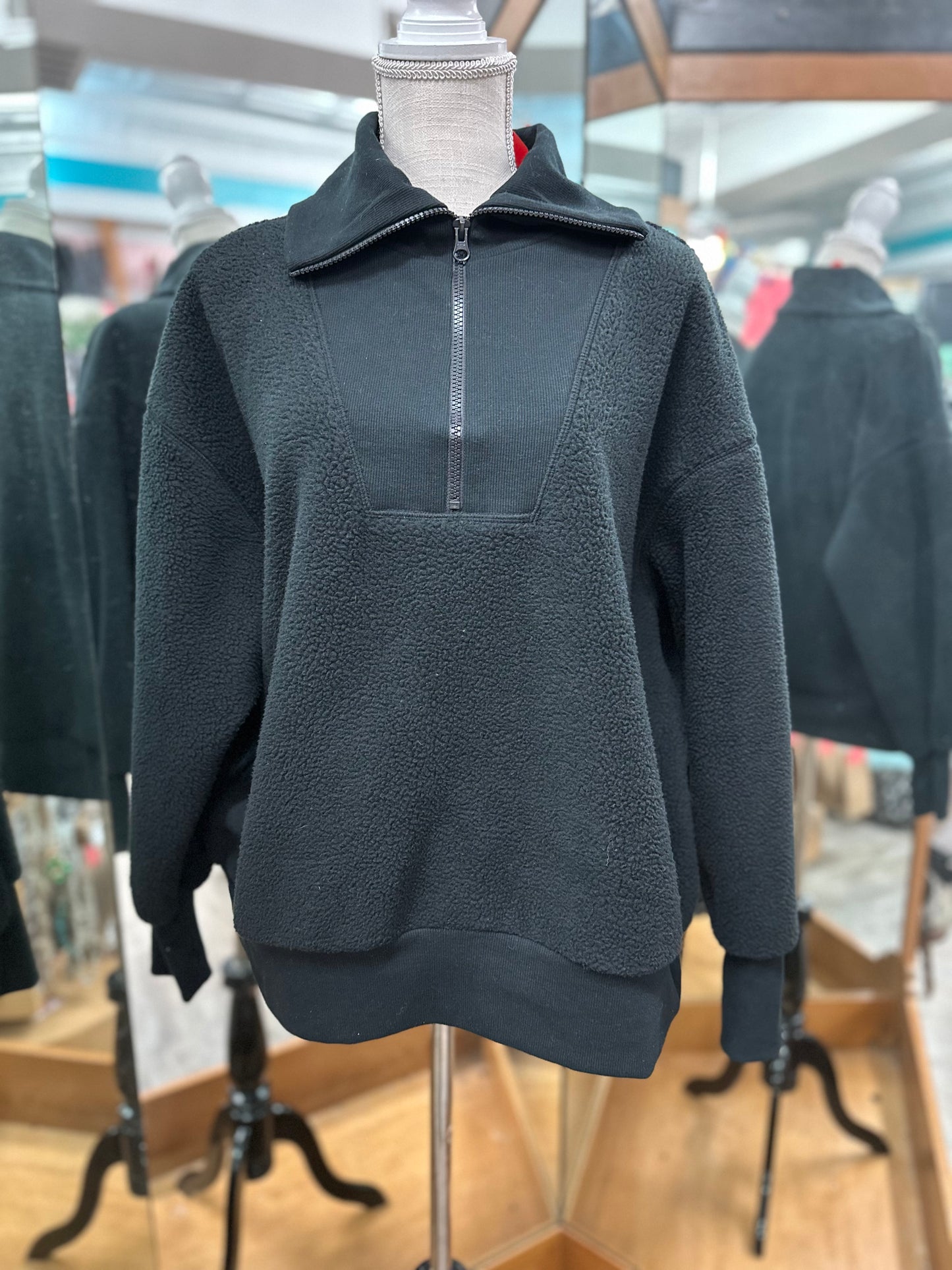 A New Day Black Fleece Quarter Zip Sweatshirt in Xl