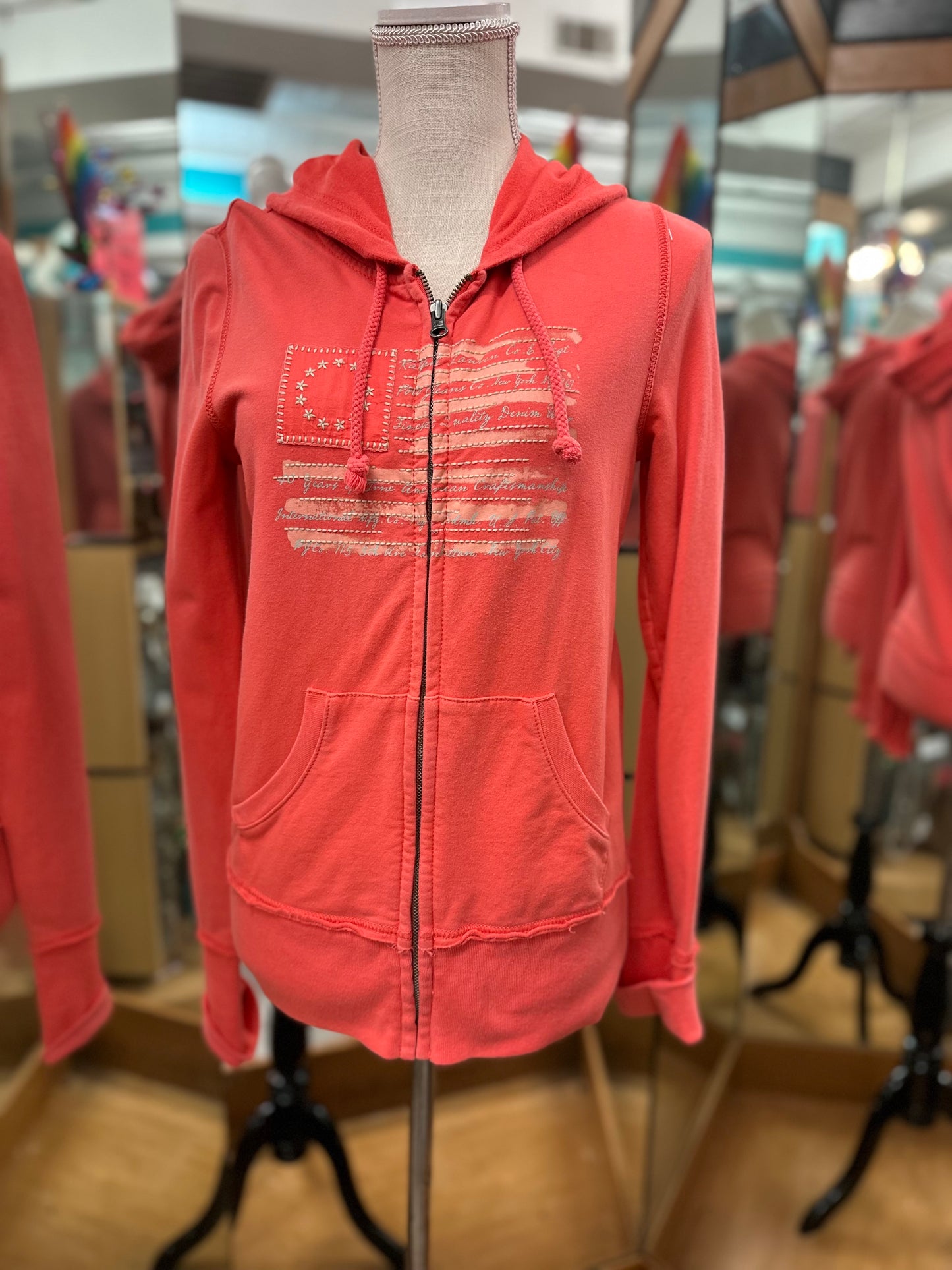 Ralph Lauren Pink Zip Up Hoodie in S