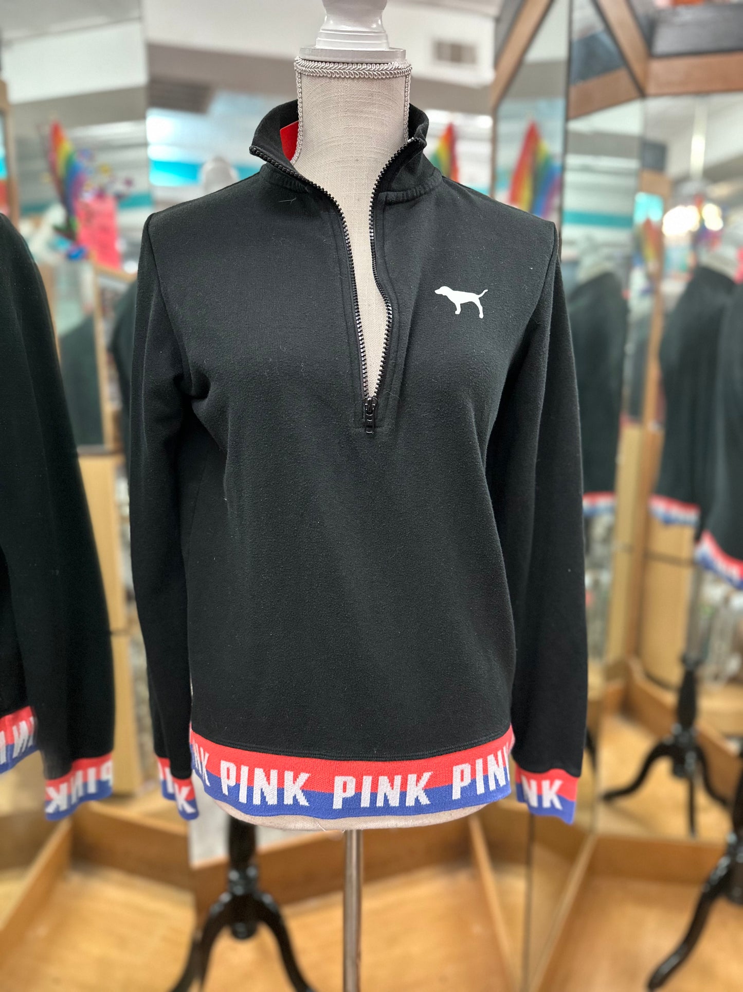 PINK Black Quarter Zip in XS