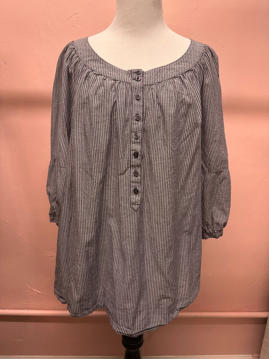 Faded Glory 3/4 Sleeve Striped Top in 2X