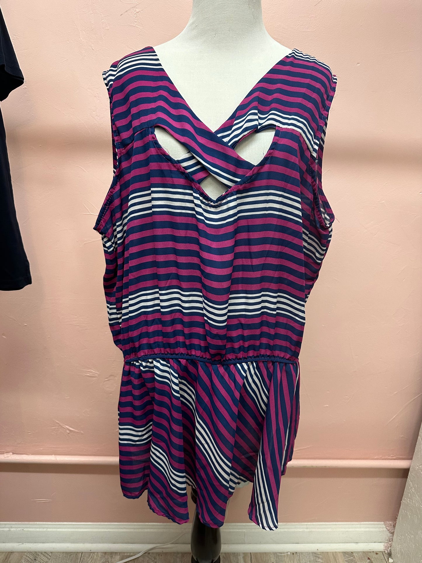Ashley Stewart Purple Striped Tank Top in 22/24