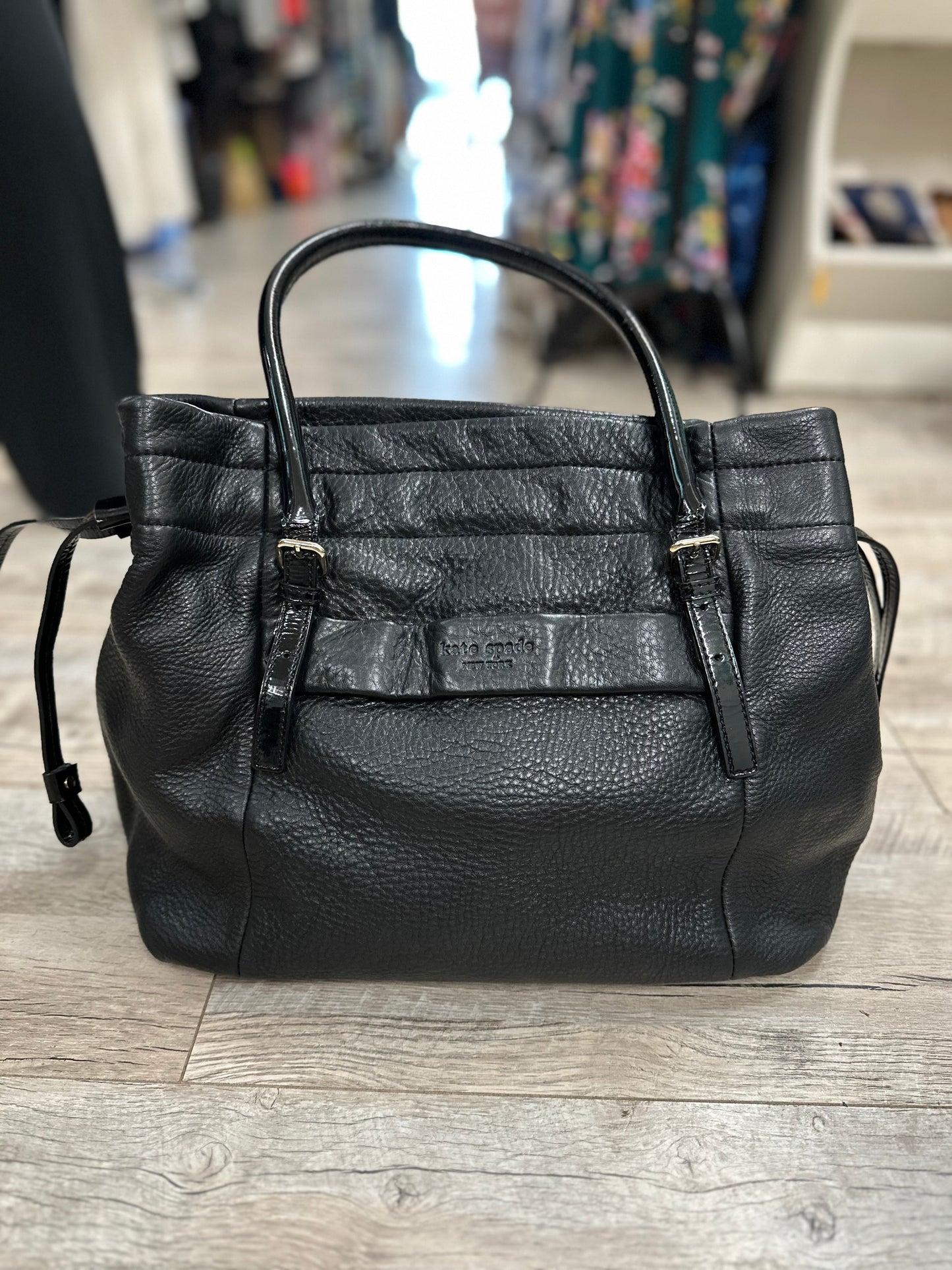 Kate Spade Westbury Bess Black Pebble Leather Drawstring Bag