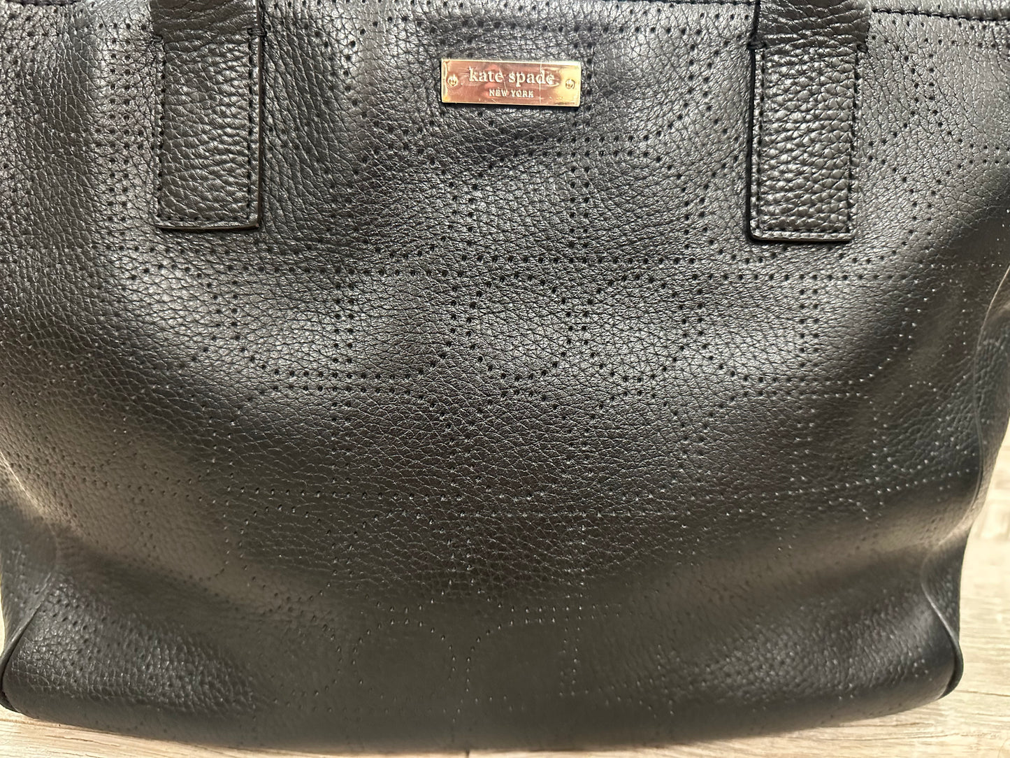 Kate Spade Black Perforated Pebbled Tote Bag