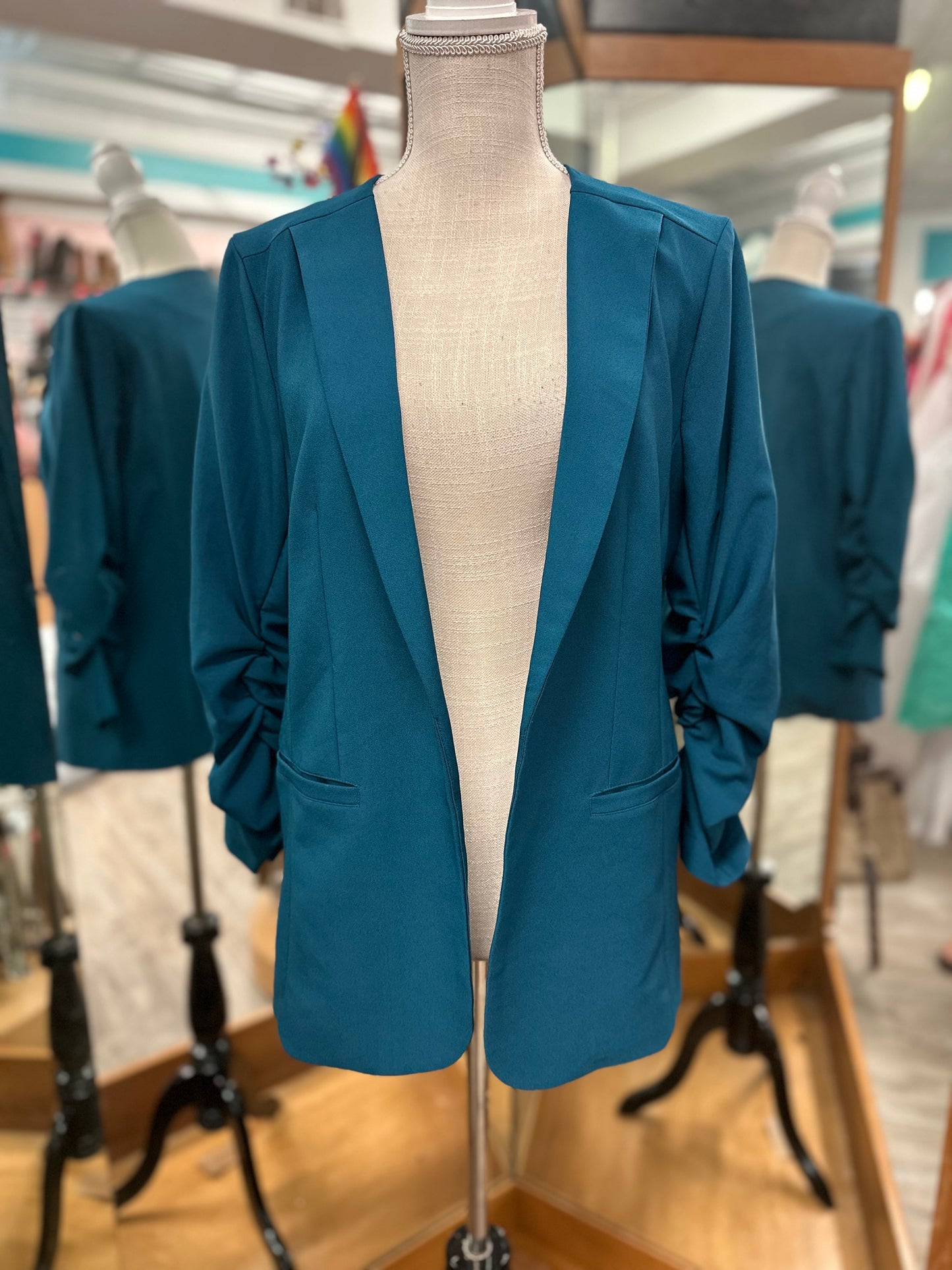 Skies Are Blue Turquoise Blazer in L