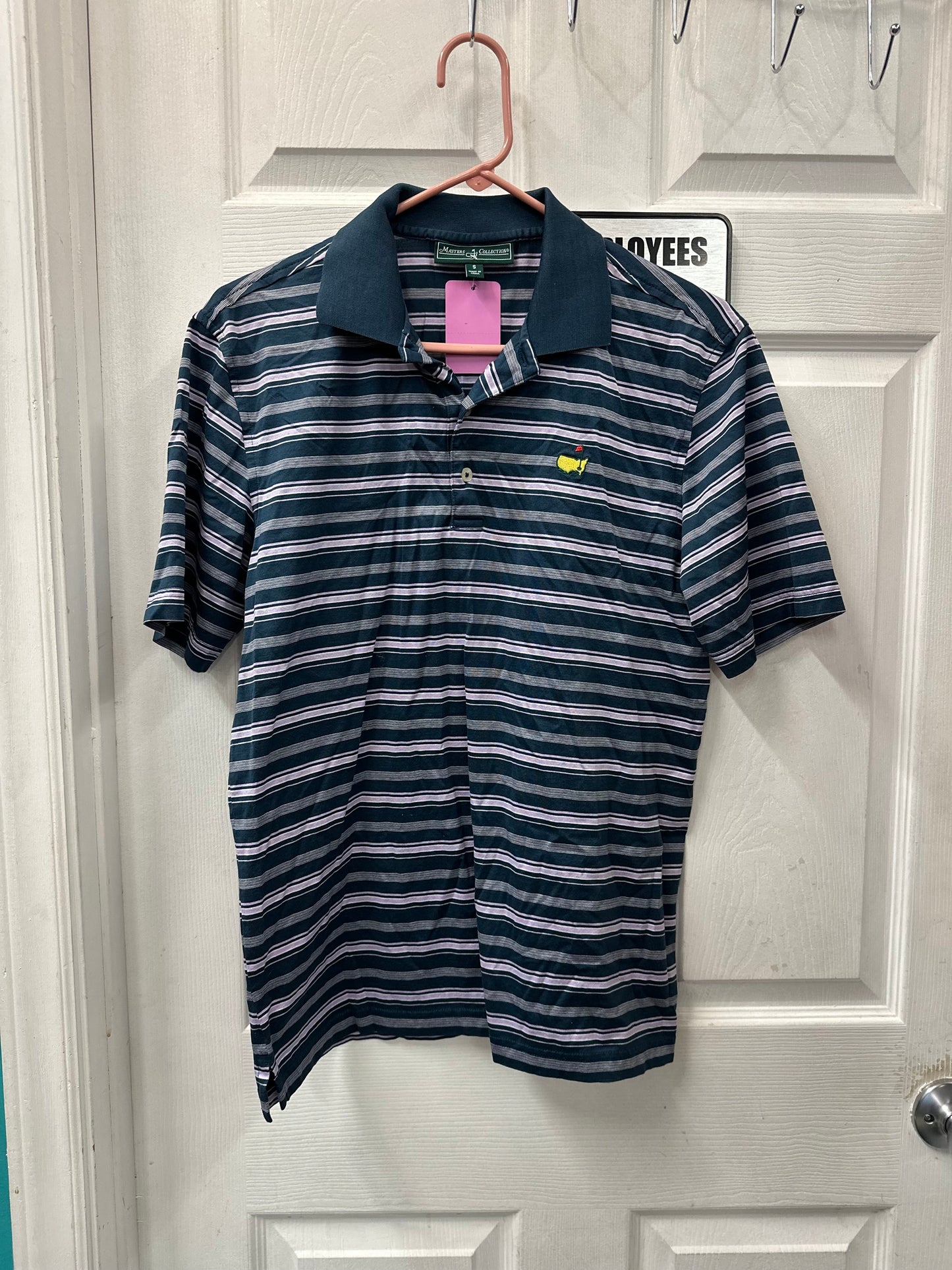 Masters Collection Navy and Purple Golf Short Sleeve in S