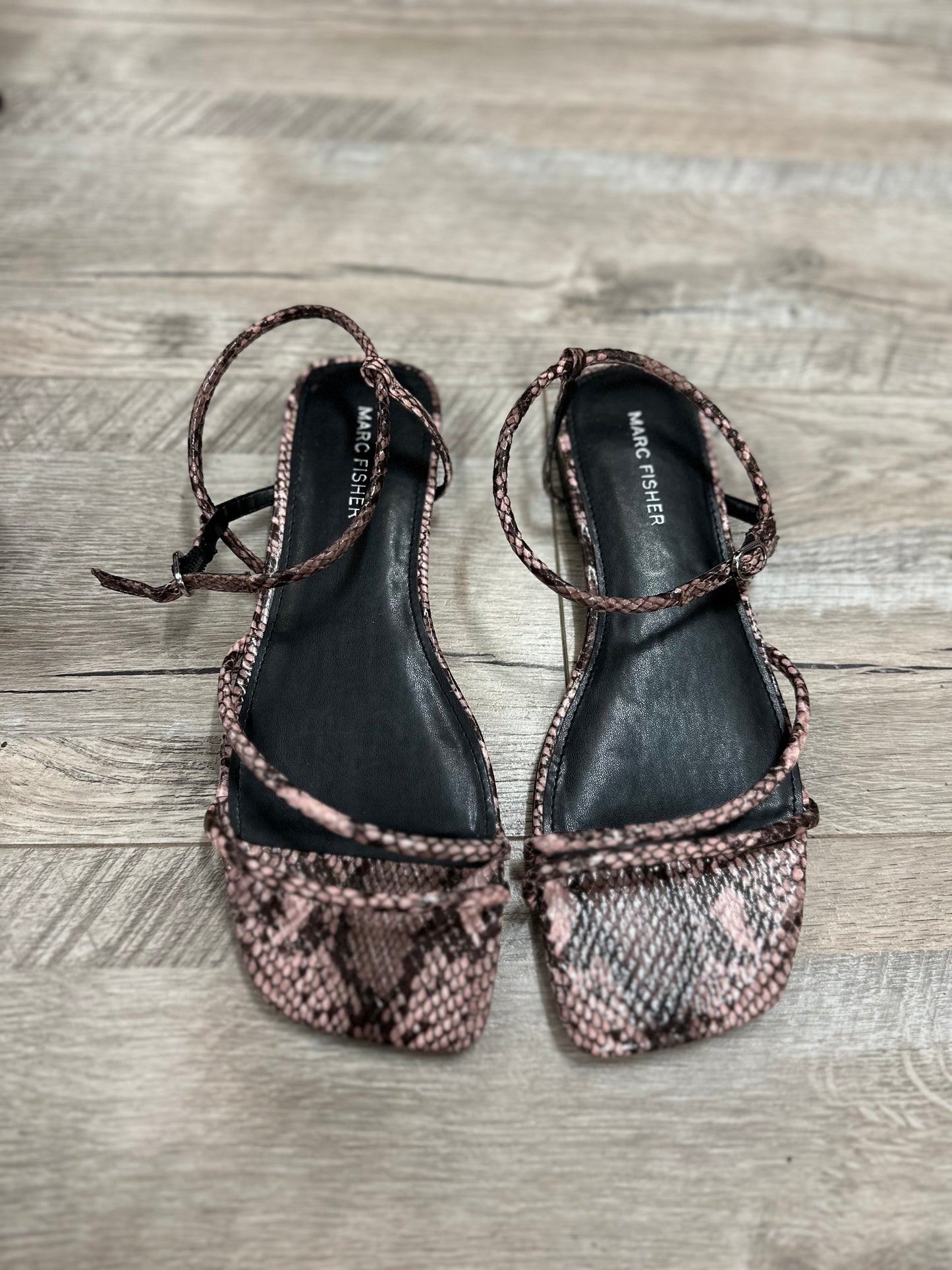 Marc Fisher Pink Snakeskin Flat Sandals in 8