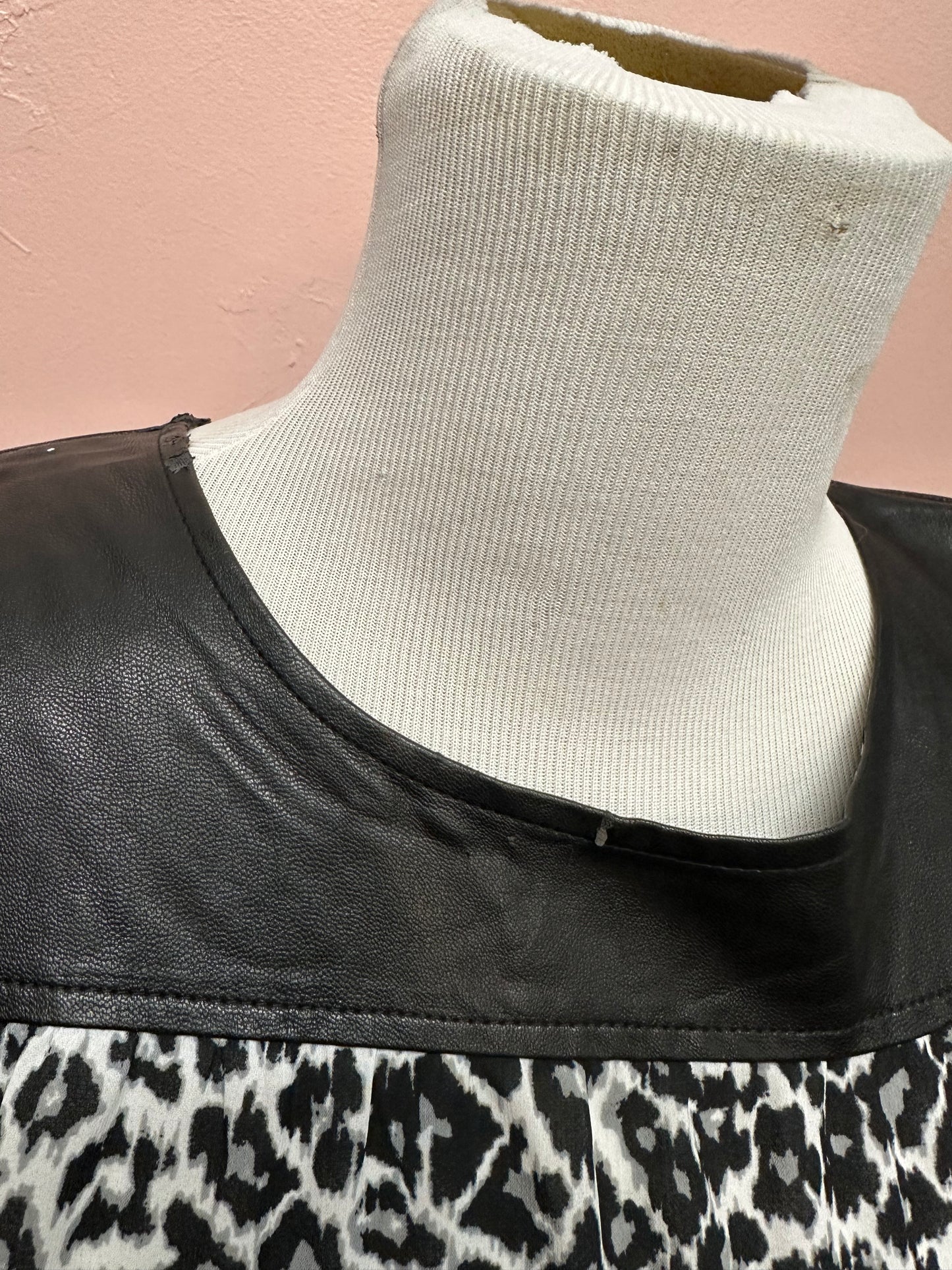 Chicos Leather and Leopard Dress