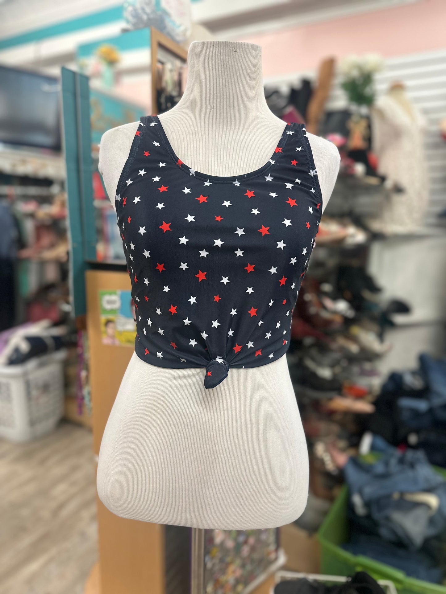 Mack and Mal Red White and Blue Tie Tankini in S