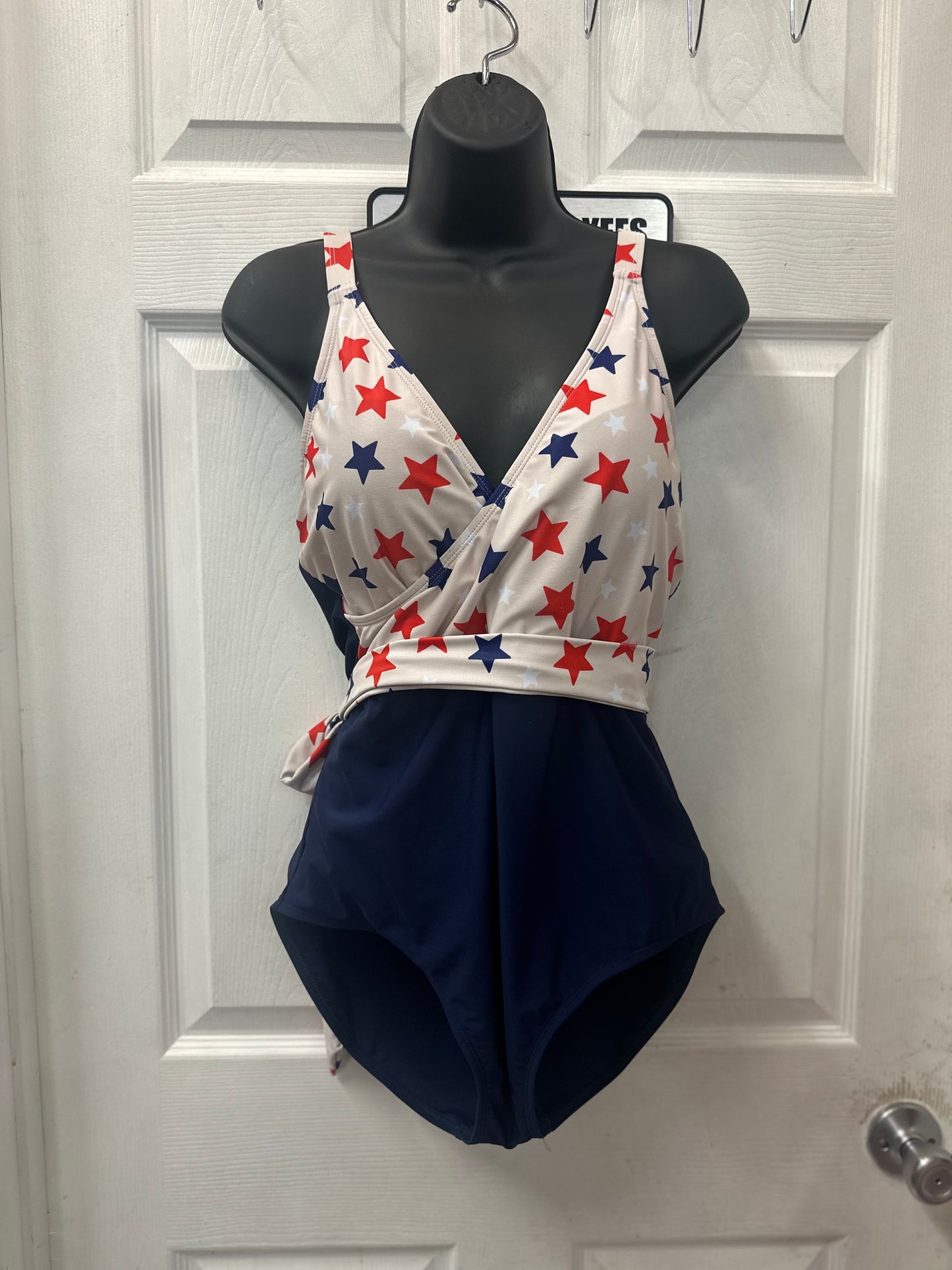 Mack and Mal Red White and Blue Star V-Neck One Piece in XS