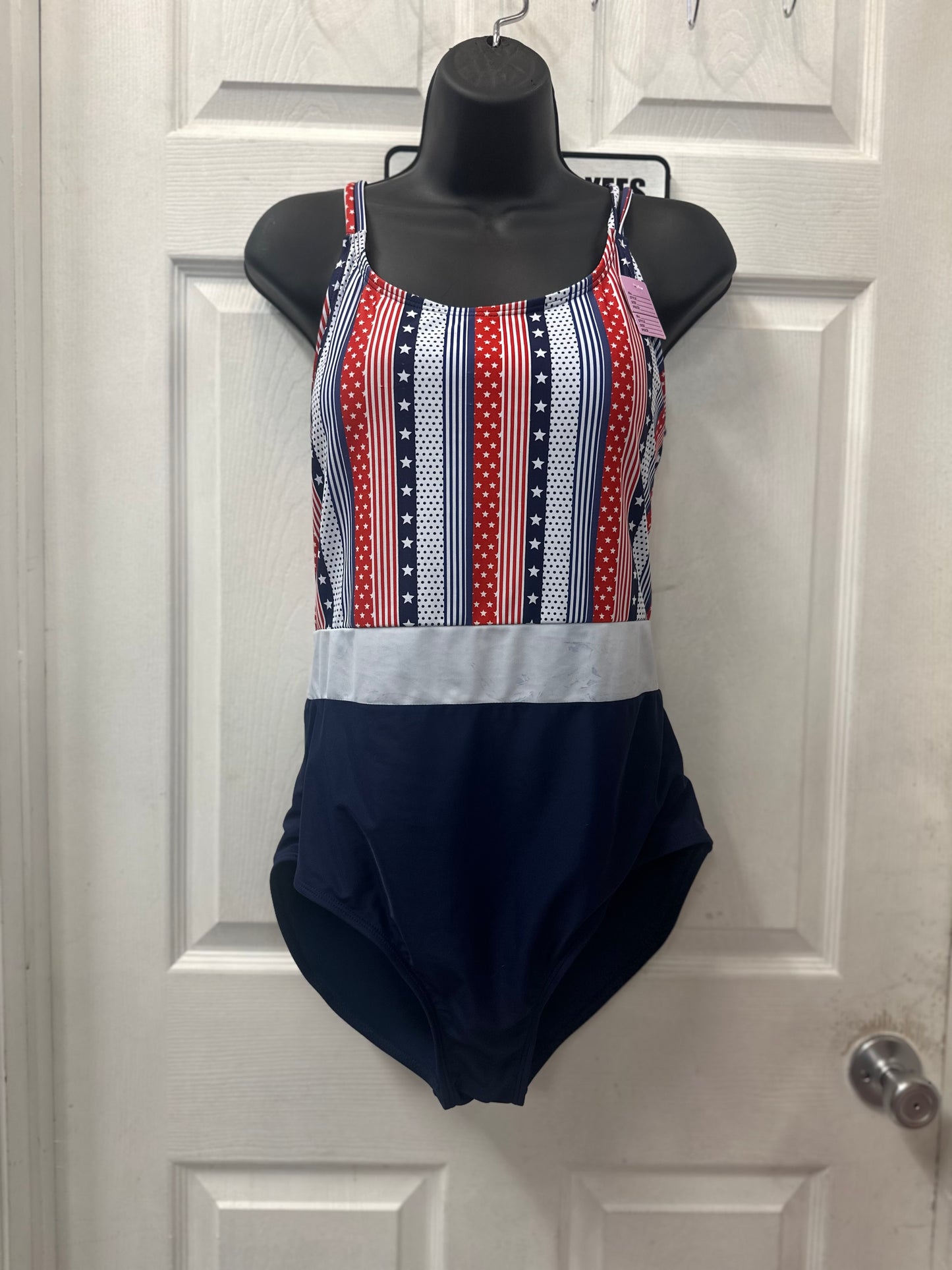 Mack and Mal Red White and Blue Star Colorblock One Piece in XS