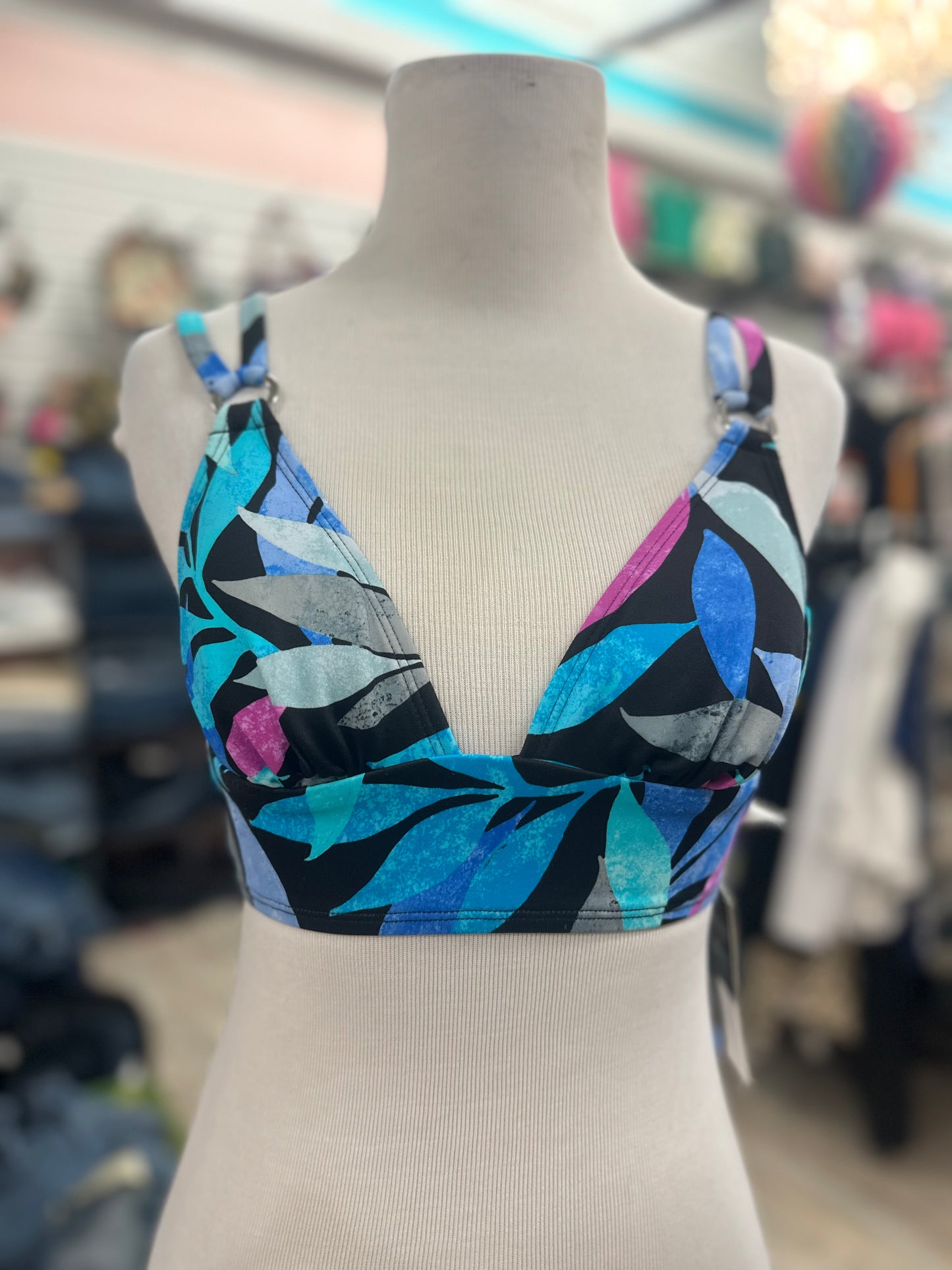 Salt & Cove Blue Leaf Bikini Top in XS