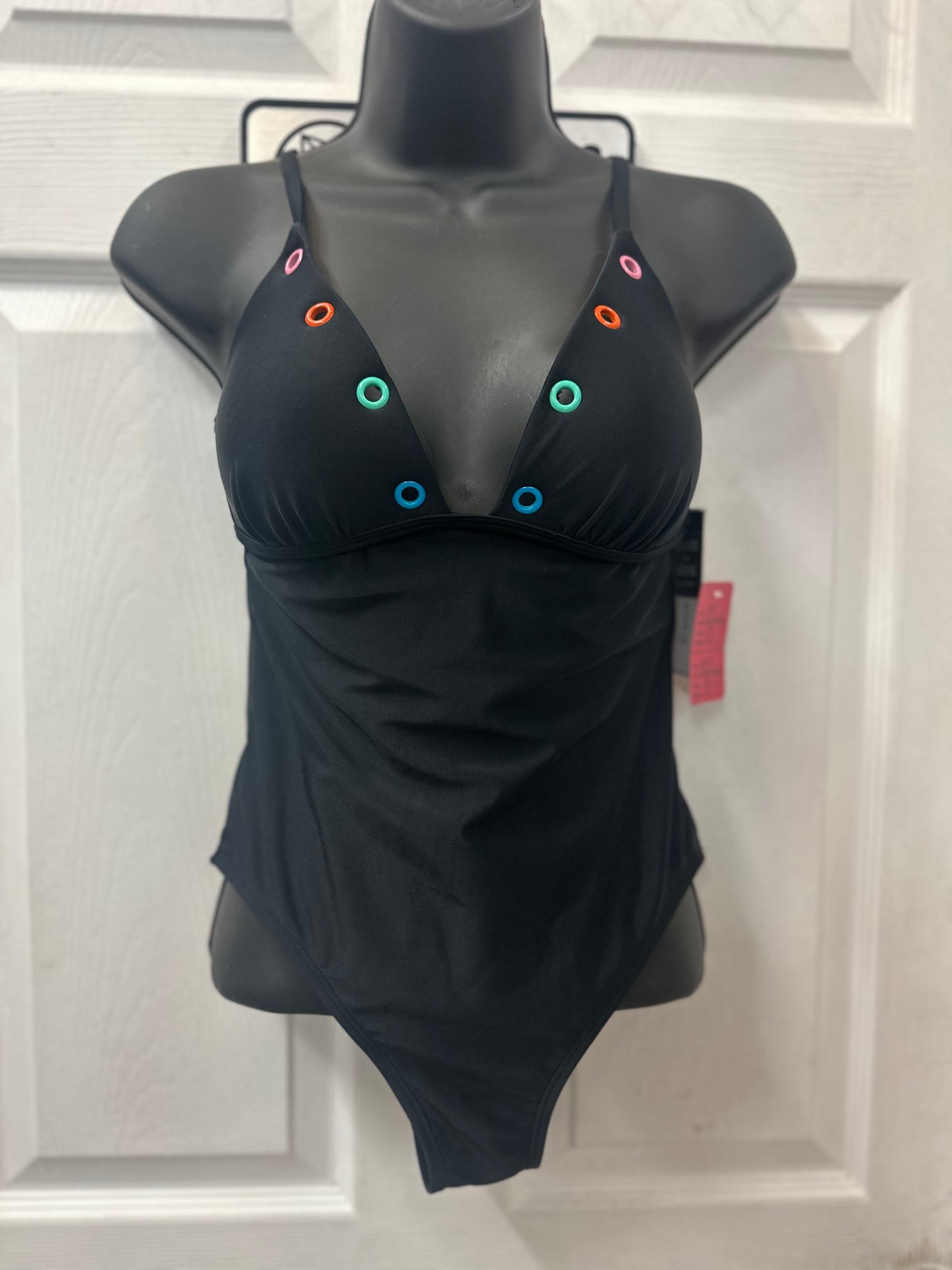 Hula Honey Rainbow Eyelet Black One Piece in M