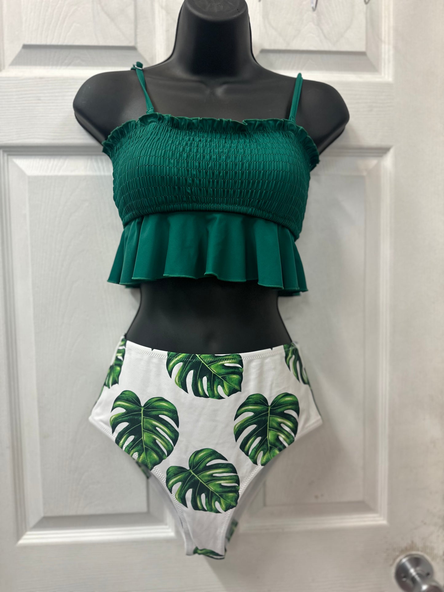 Cupshe Green Smocked 2 Piece Bikini in S