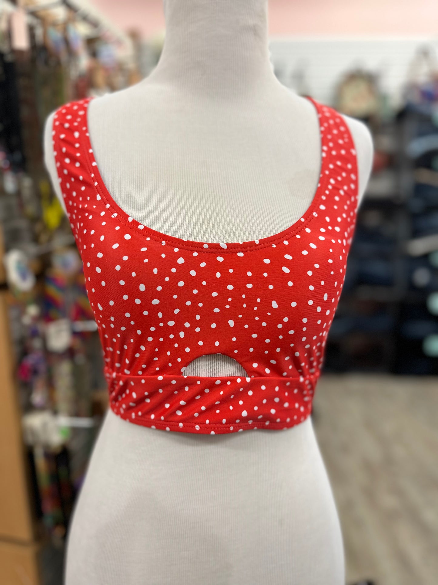 Mack And Mal Red Leopard Bikini Top in S
