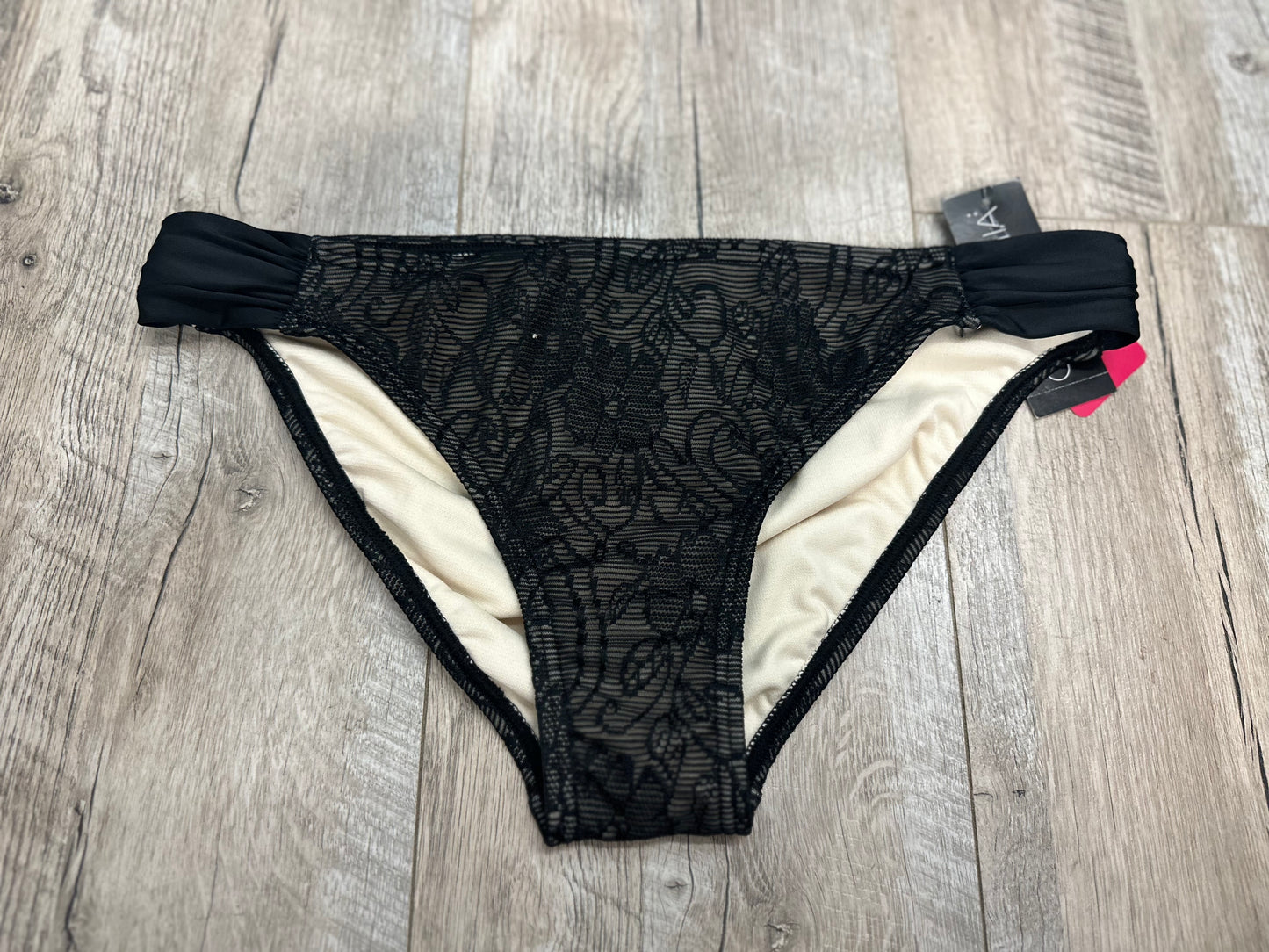 California Waves Black Lace Bikini Bottoms in L