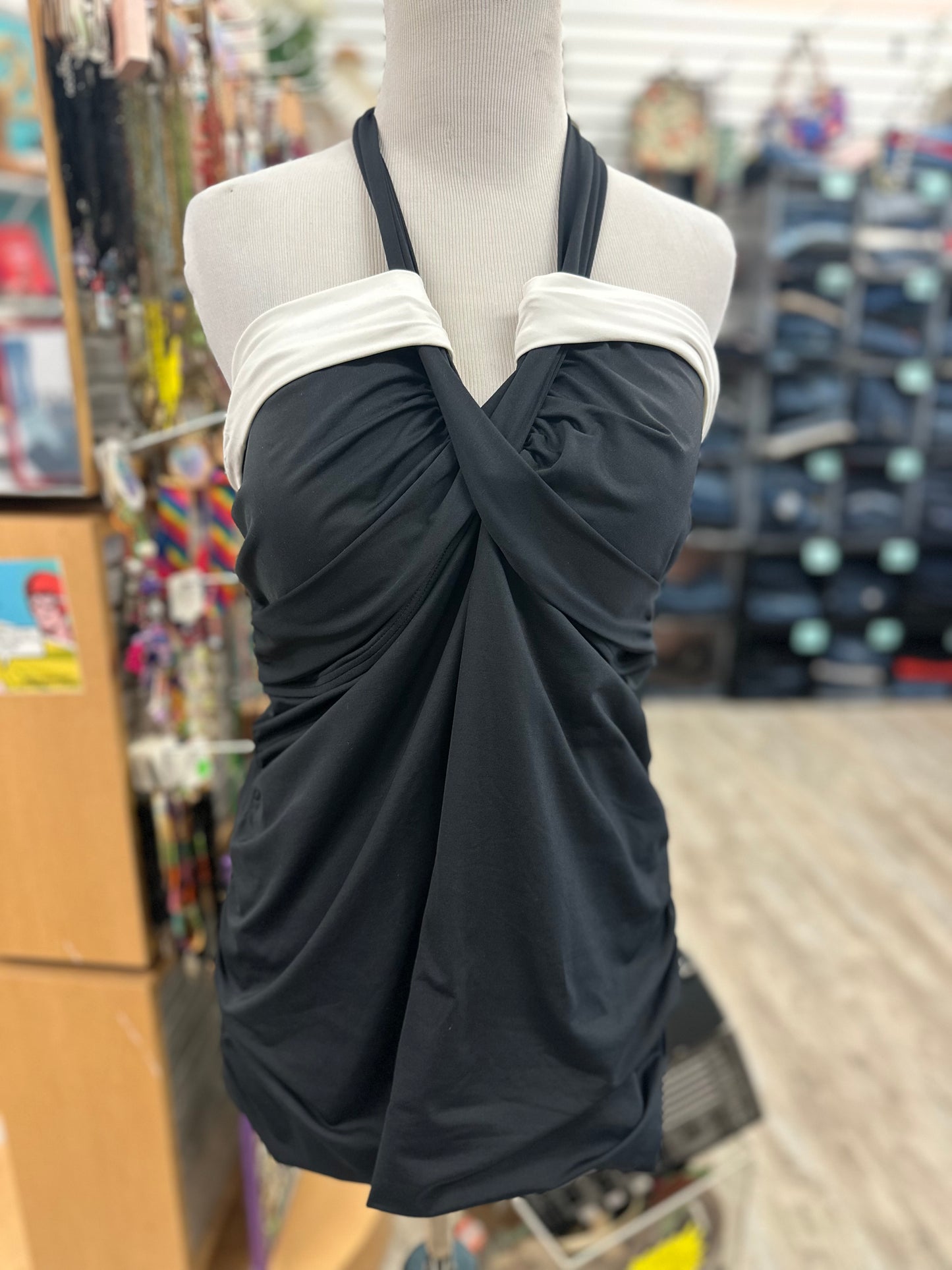 Ann Cole Black Tankini with White Accent in 22