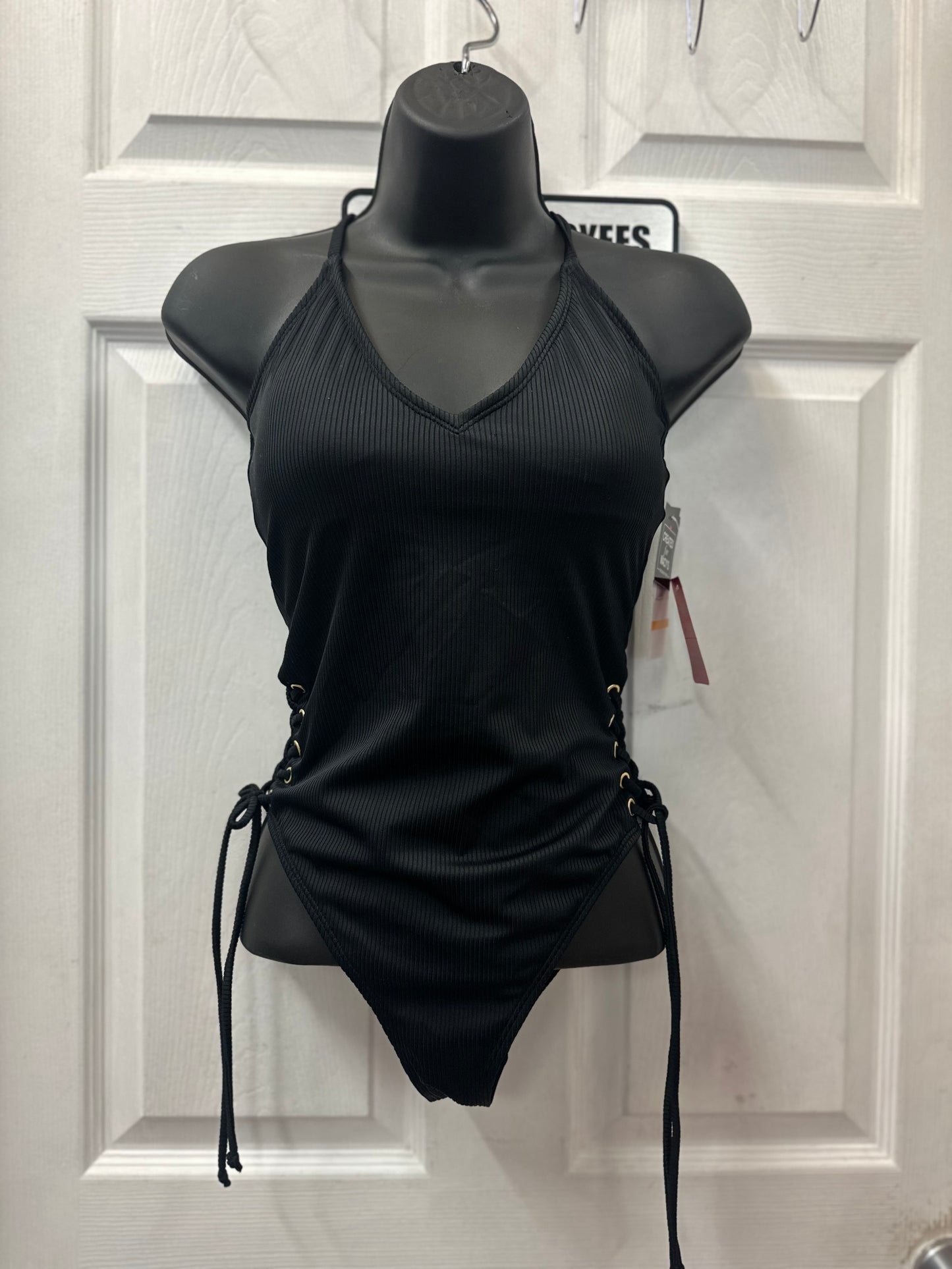 California Waves Black Side Lace Up Bathing Suit in S