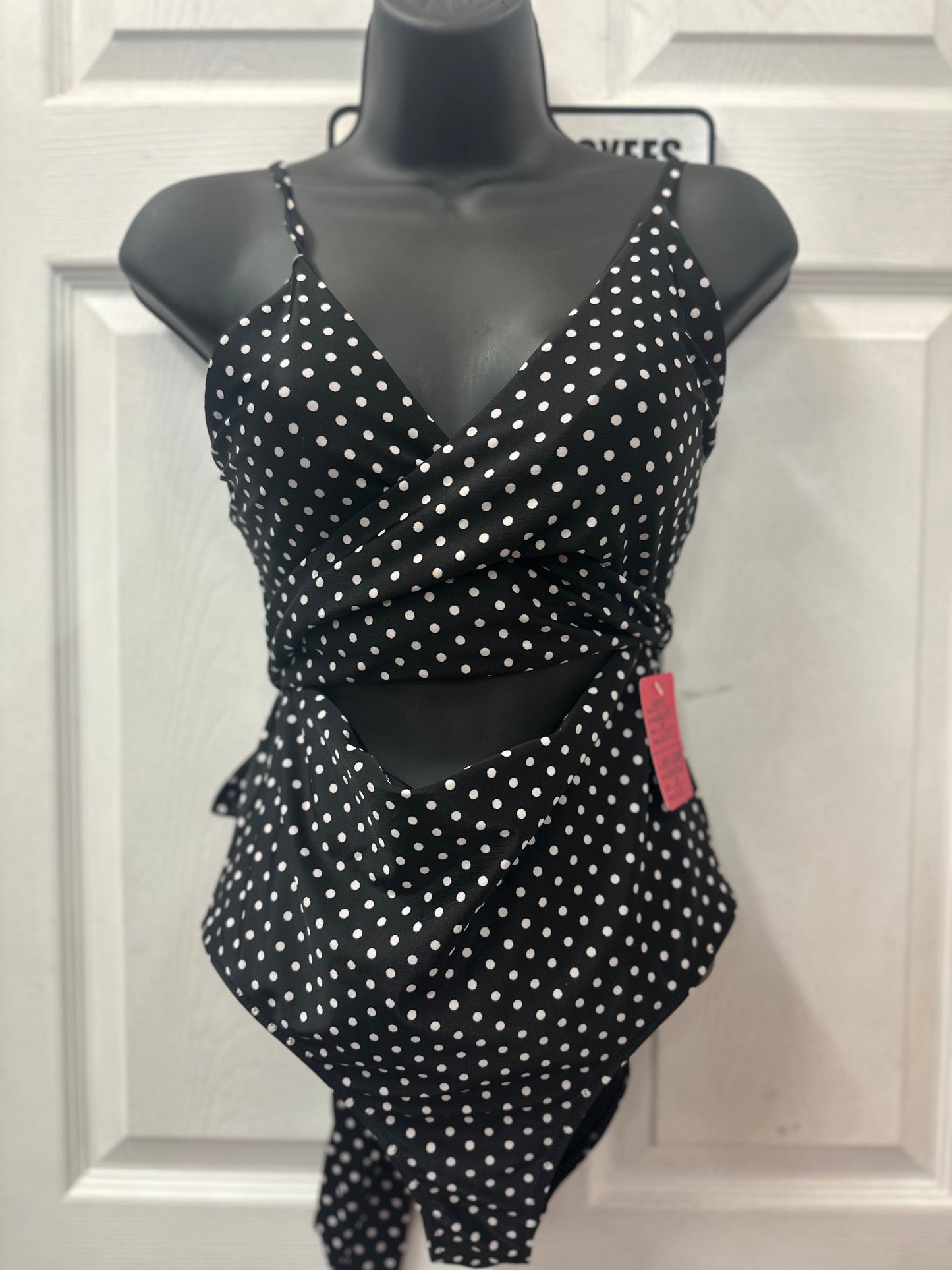 Hula Honey White and Black Polkdot Cutout One Piece