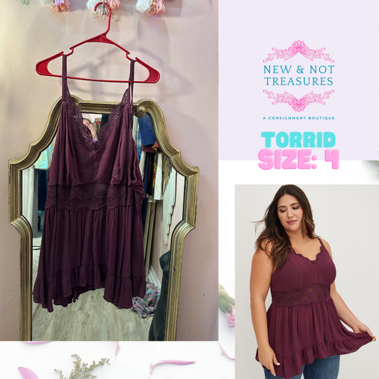 Torrid Wine Babydoll with Lace Inset Cami
