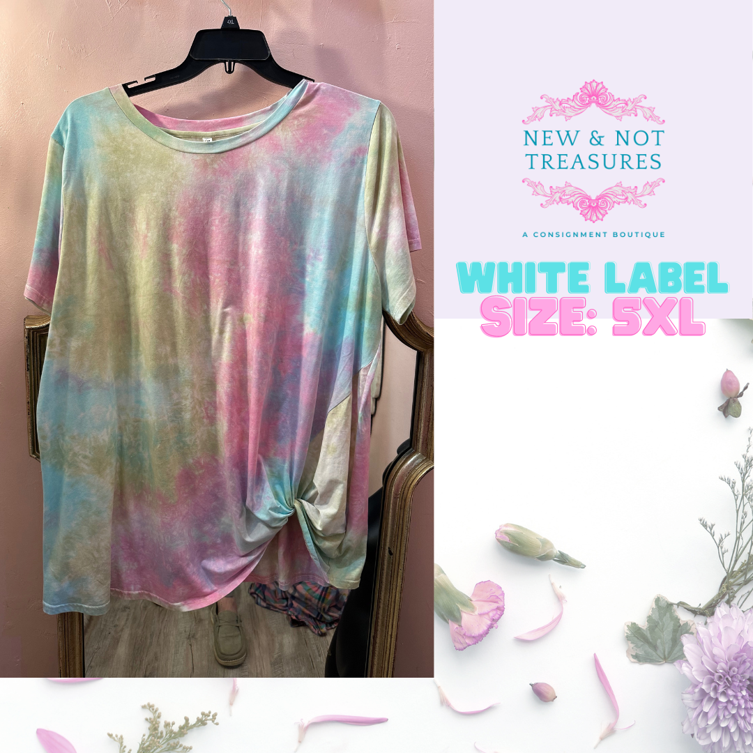 Tie Dye Side Knotted Short Sleeve Top in 5XL