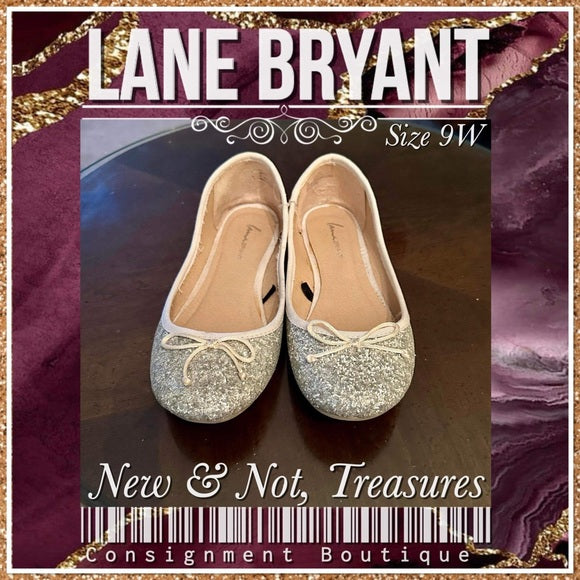 Lane Bryant size 9W metallic glitter flats. Great Preowned.