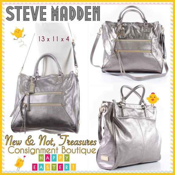 Steven by Steve Madden silver satchel w/ gold hardware. Never Carried!