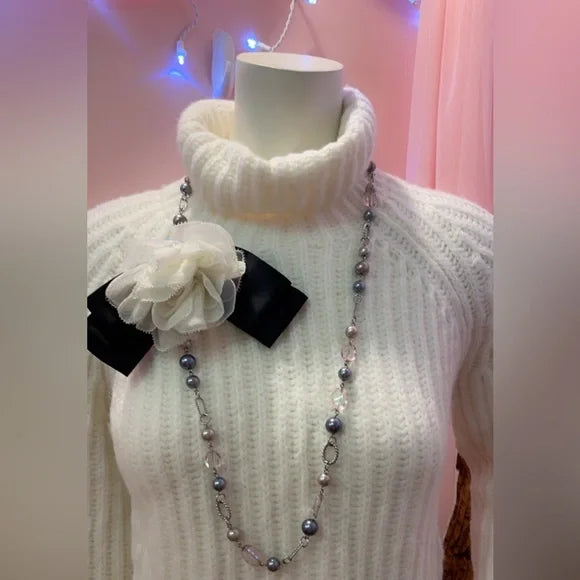 $348 Kate Spade, XS. Rosette Bow, Alpaca Wool Turtleneck Sweater. NWT