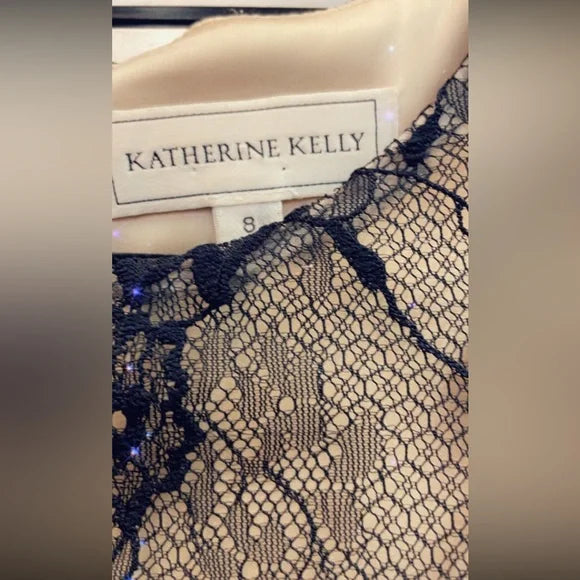 Katherine Kelly, size 8. Nude & Black lace Cocktail Dress. Like New!