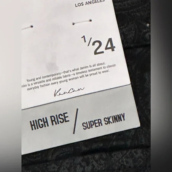 NWT KanCan Paisley Leather Look High Rise Super Skinny Jeans. Size 1 / 24