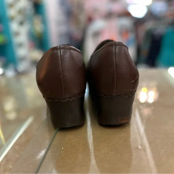 SANITA Brown Leather Danish Women's Comfort Clogs Nurse Shoes Size 41/ 11. GUC