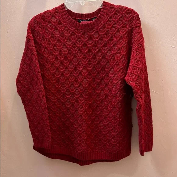 Jeanne Pierre Sweater Size Medium Womens Cable Knit Red Crew Neck Long Sleeves