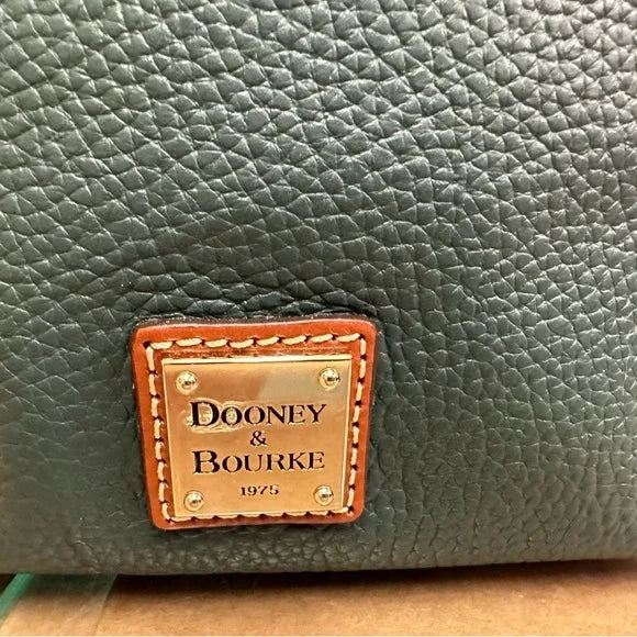 $158 Dooney & Bourke Hunter Green Pebbled Leather Letter Carrier Crossbody EUC