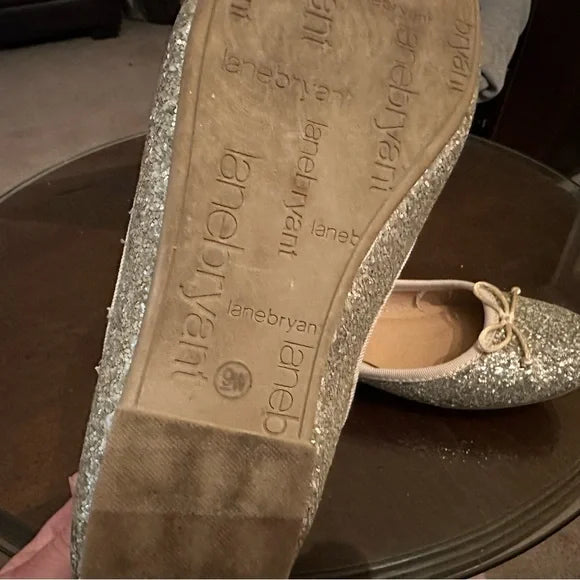Lane Bryant size 9W metallic glitter flats. Great Preowned.